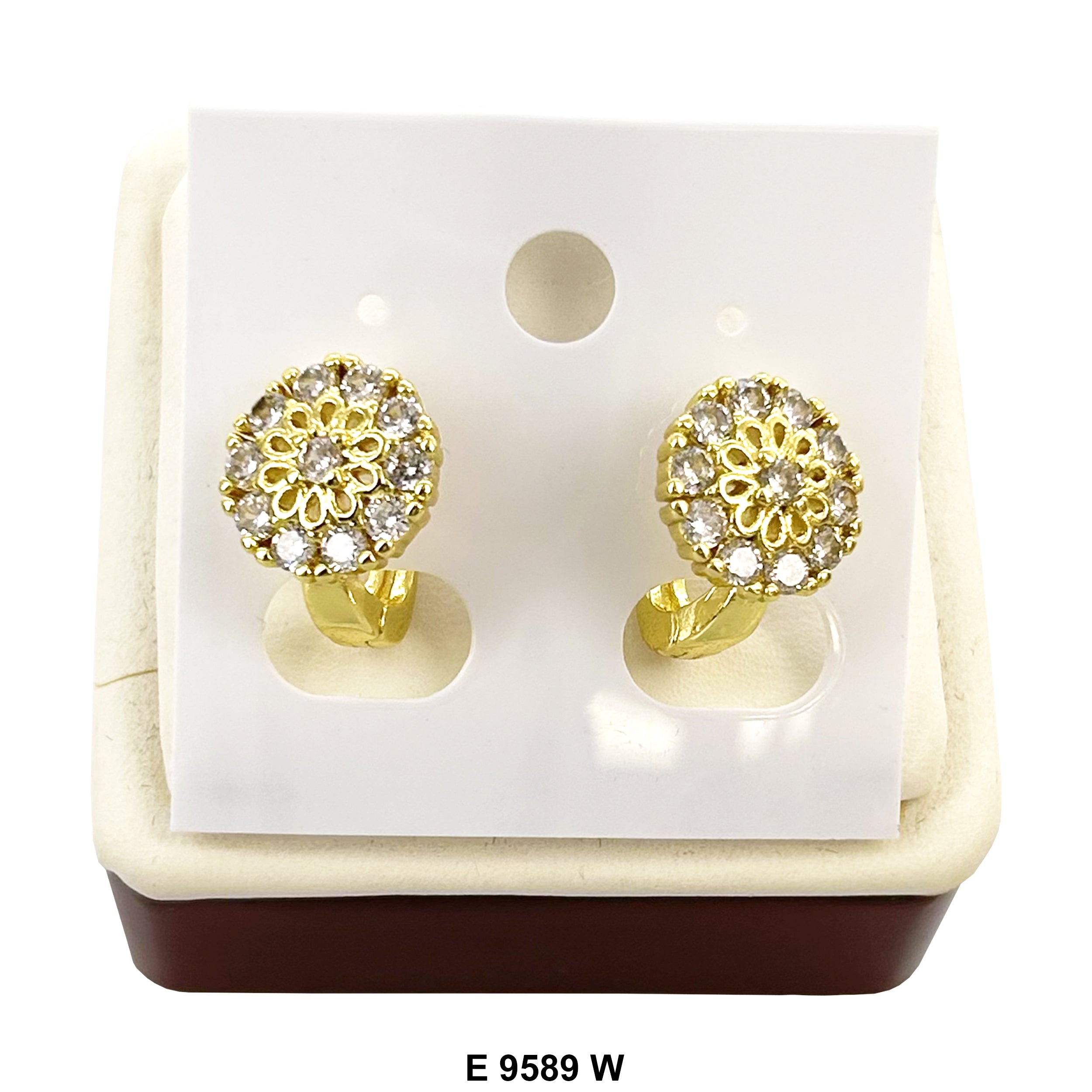 Flower Stoned Huggies Earring E 9589 W