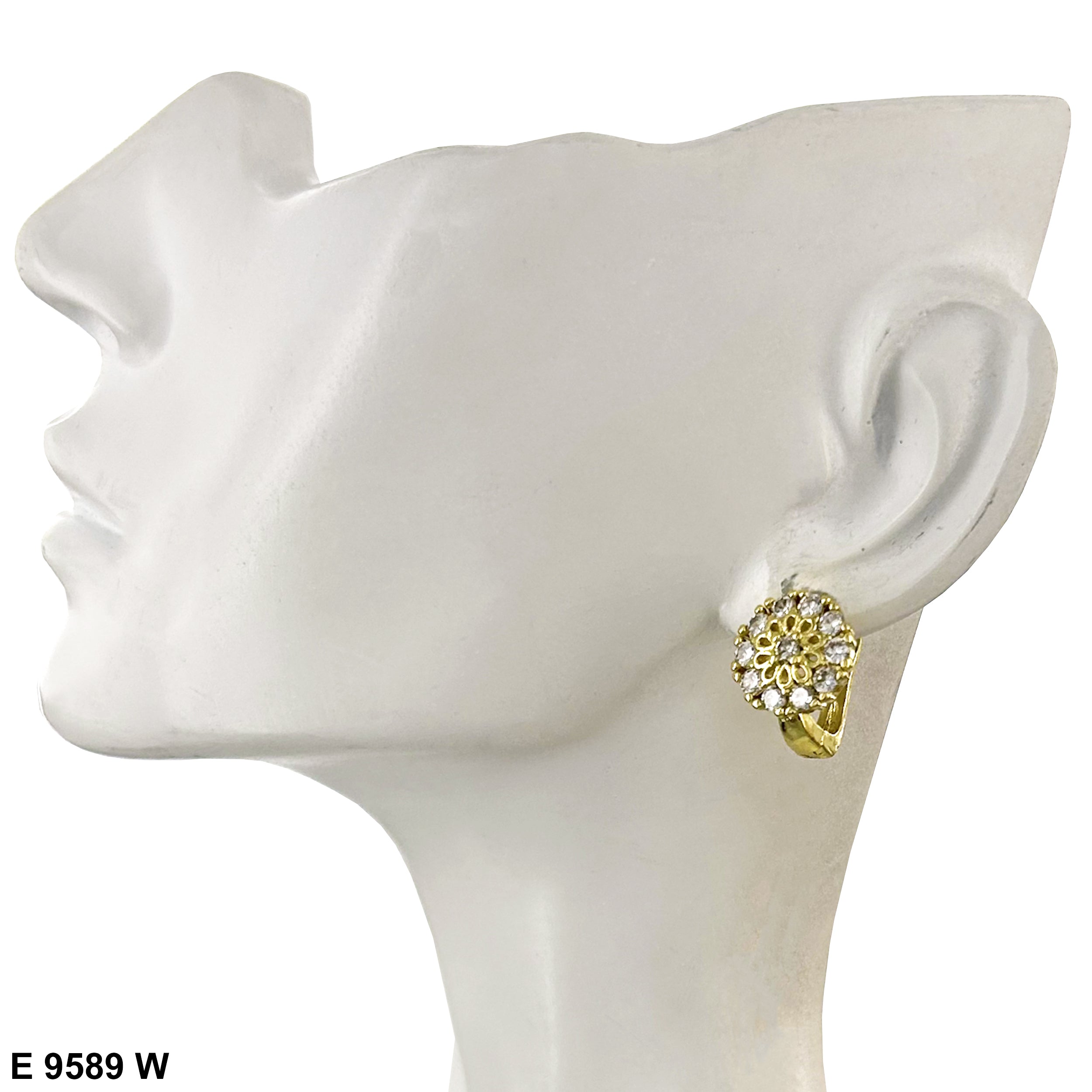 Flower Stoned Huggies Earring E 9589 W