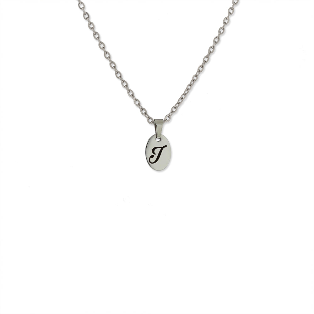 Custom Engraved Oval Pendant Initials Necklace KCL 5