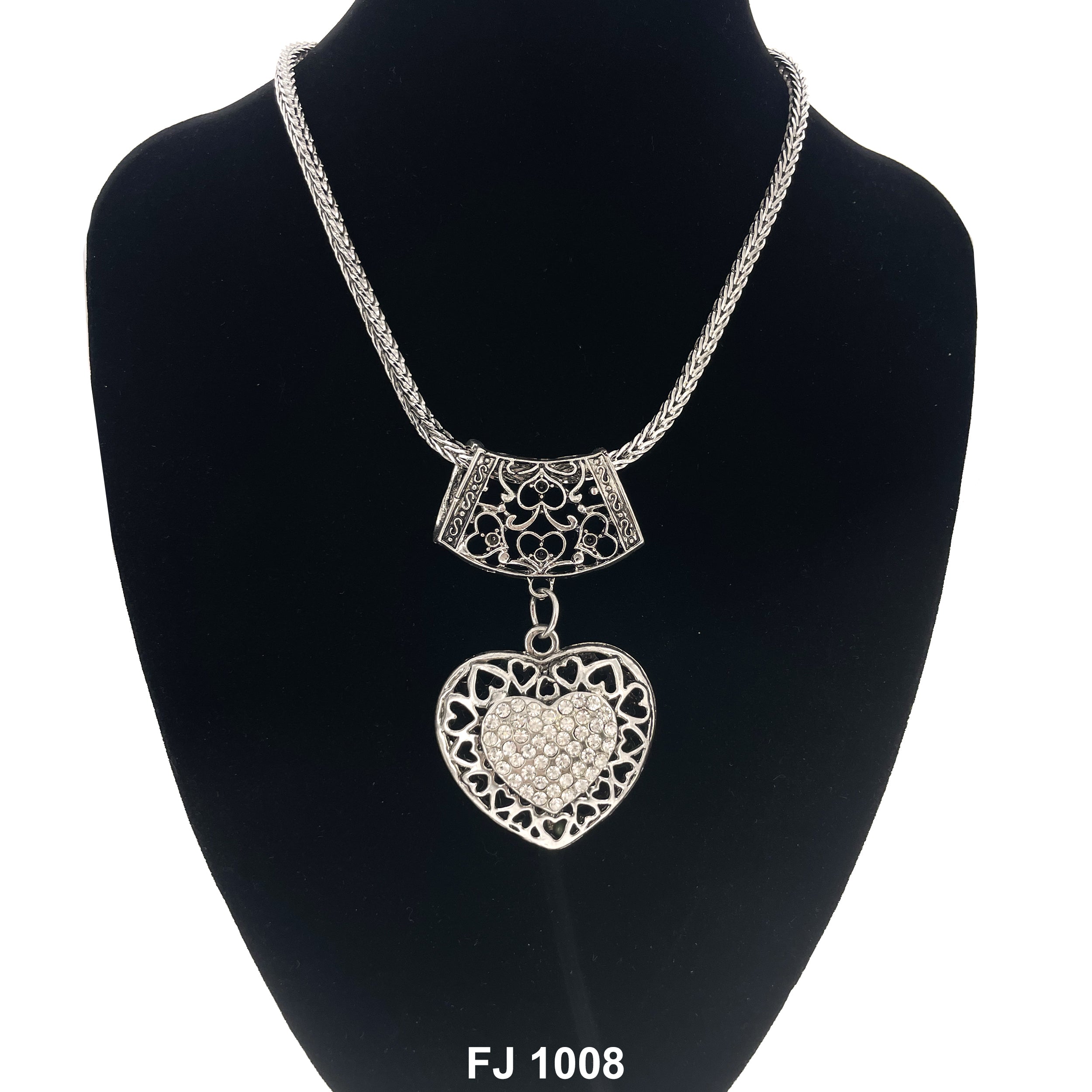 Fashion Necklace Double Heart FJ 1008 SW