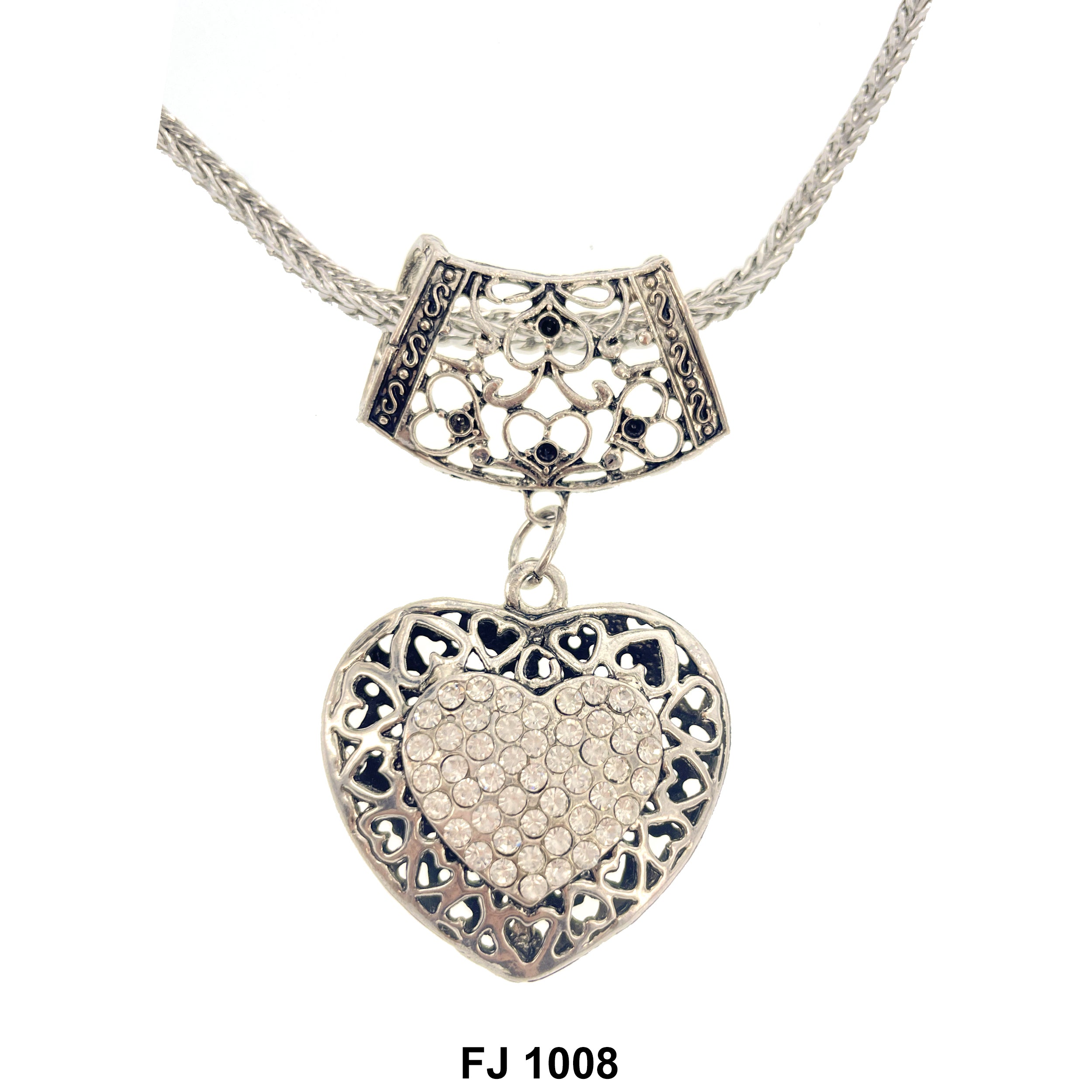 Fashion Necklace Double Heart FJ 1008 SW