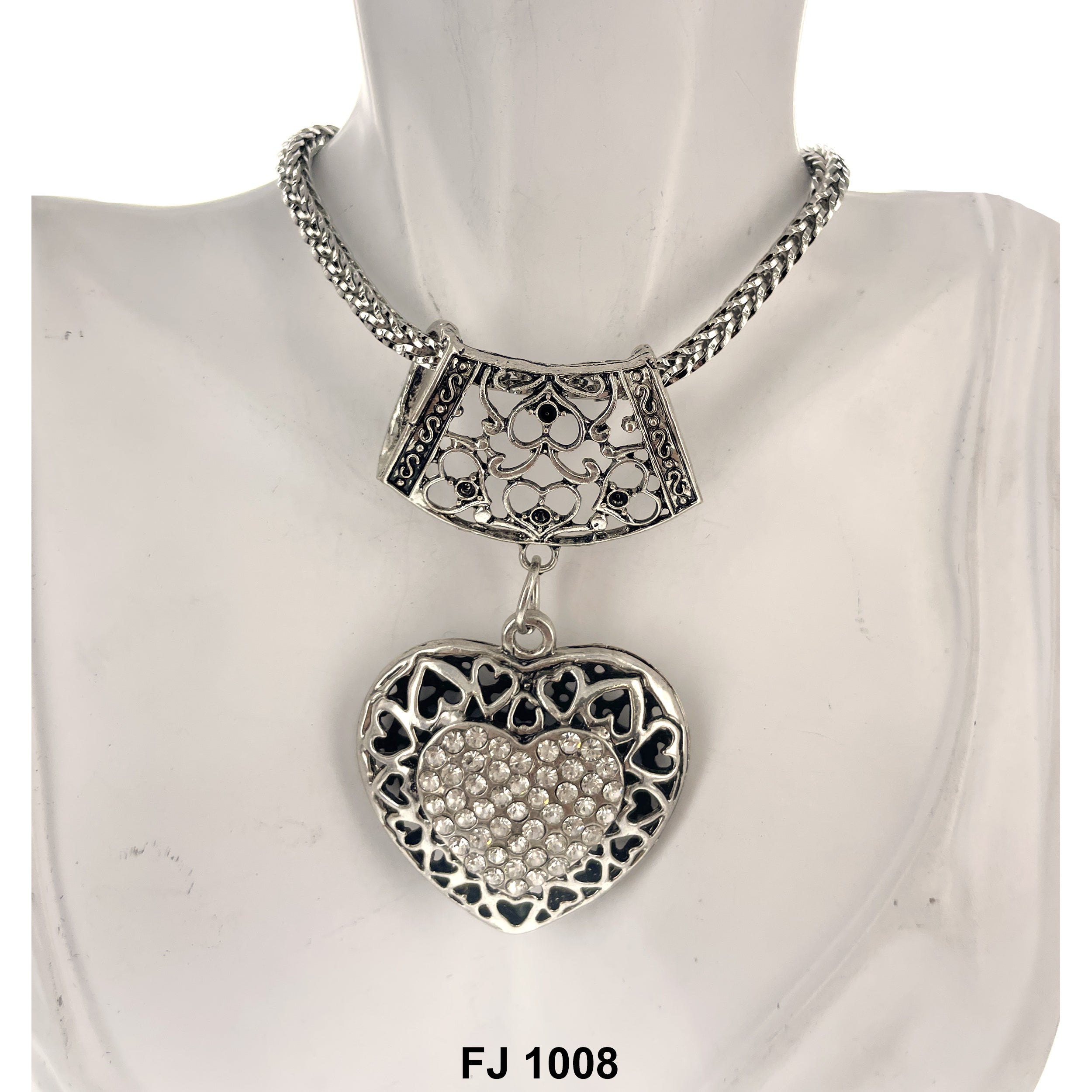 Fashion Necklace Double Heart FJ 1008 SW