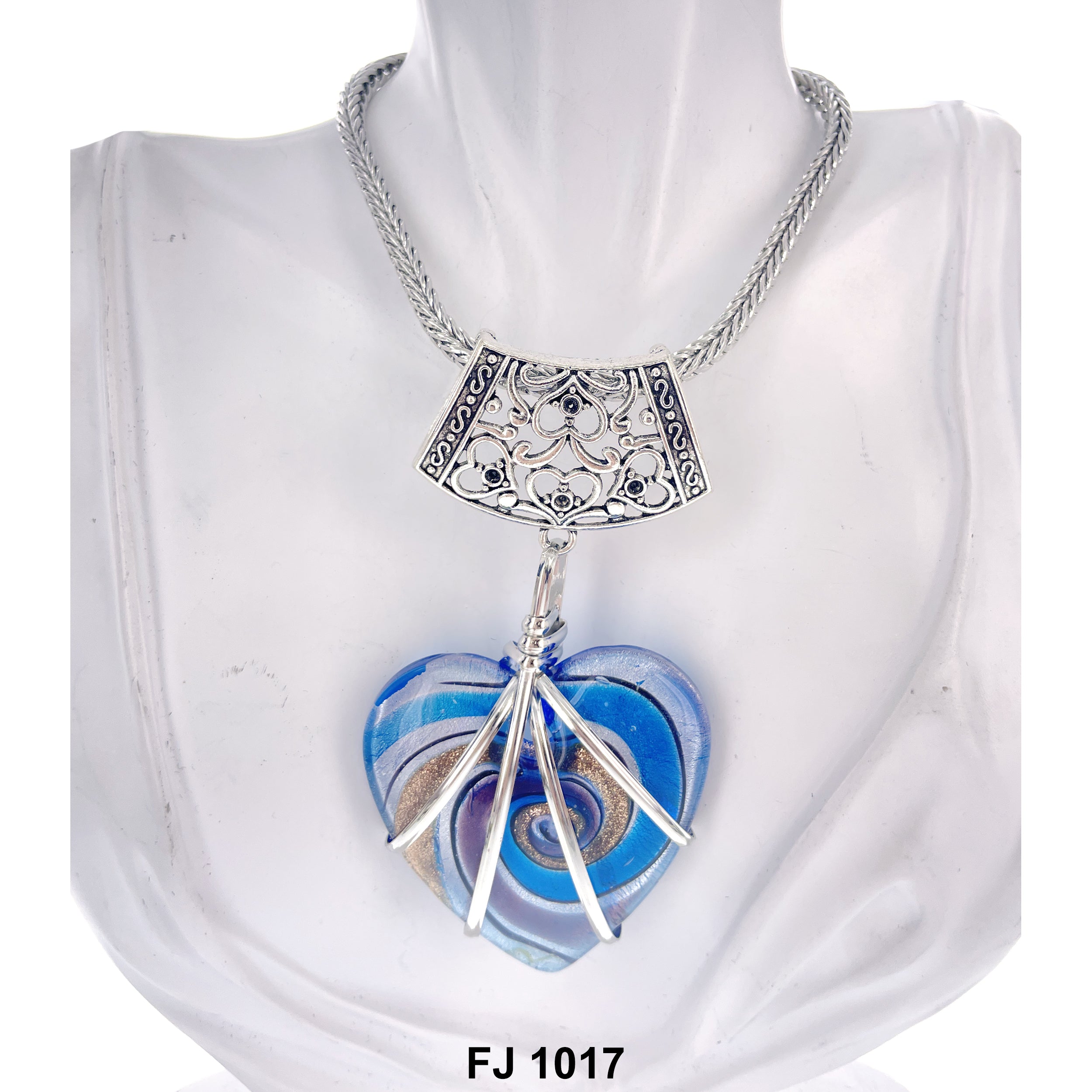 Fashion Necklace Blue Heart FJ 1017 BL