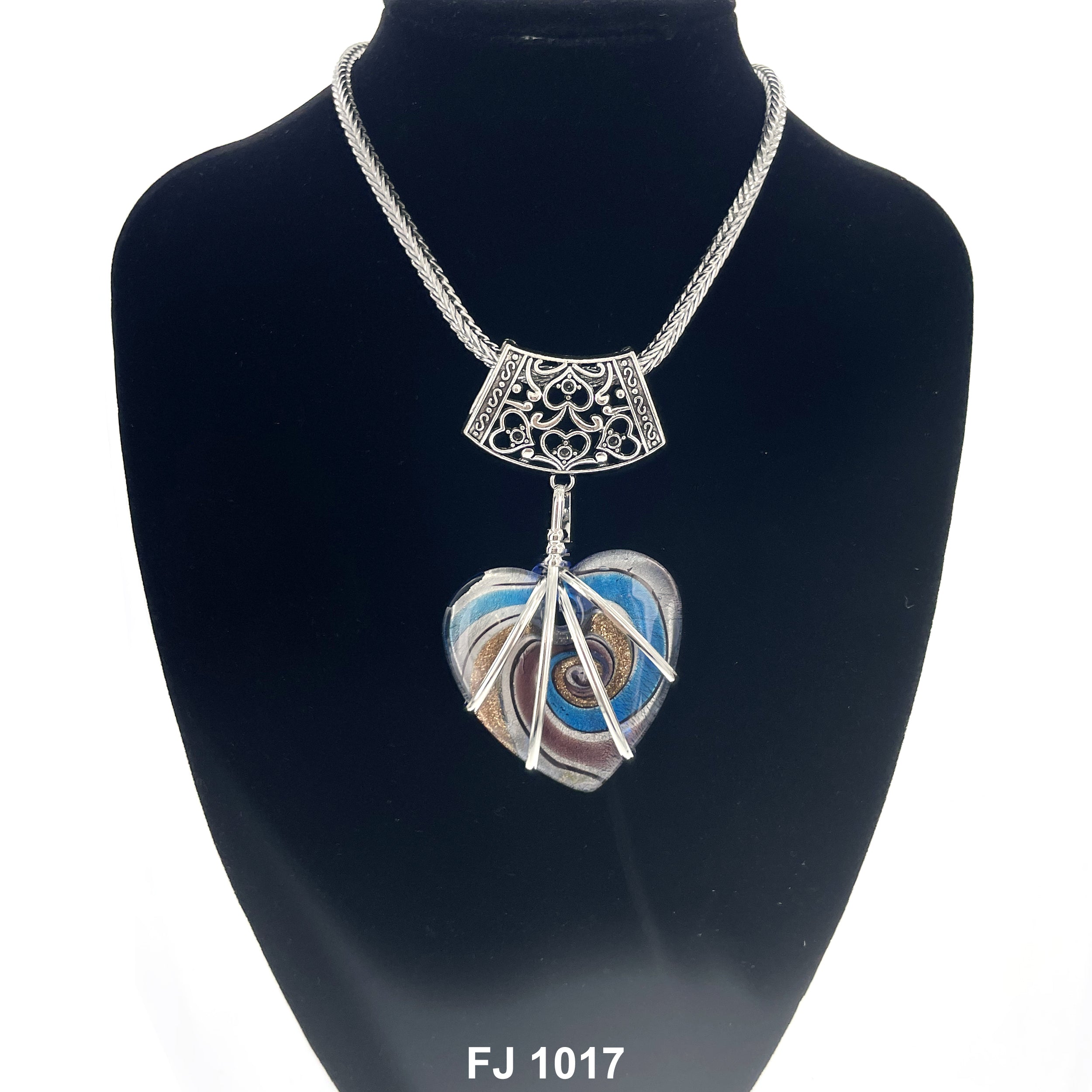 Fashion Necklace Blue Heart FJ 1017 BL