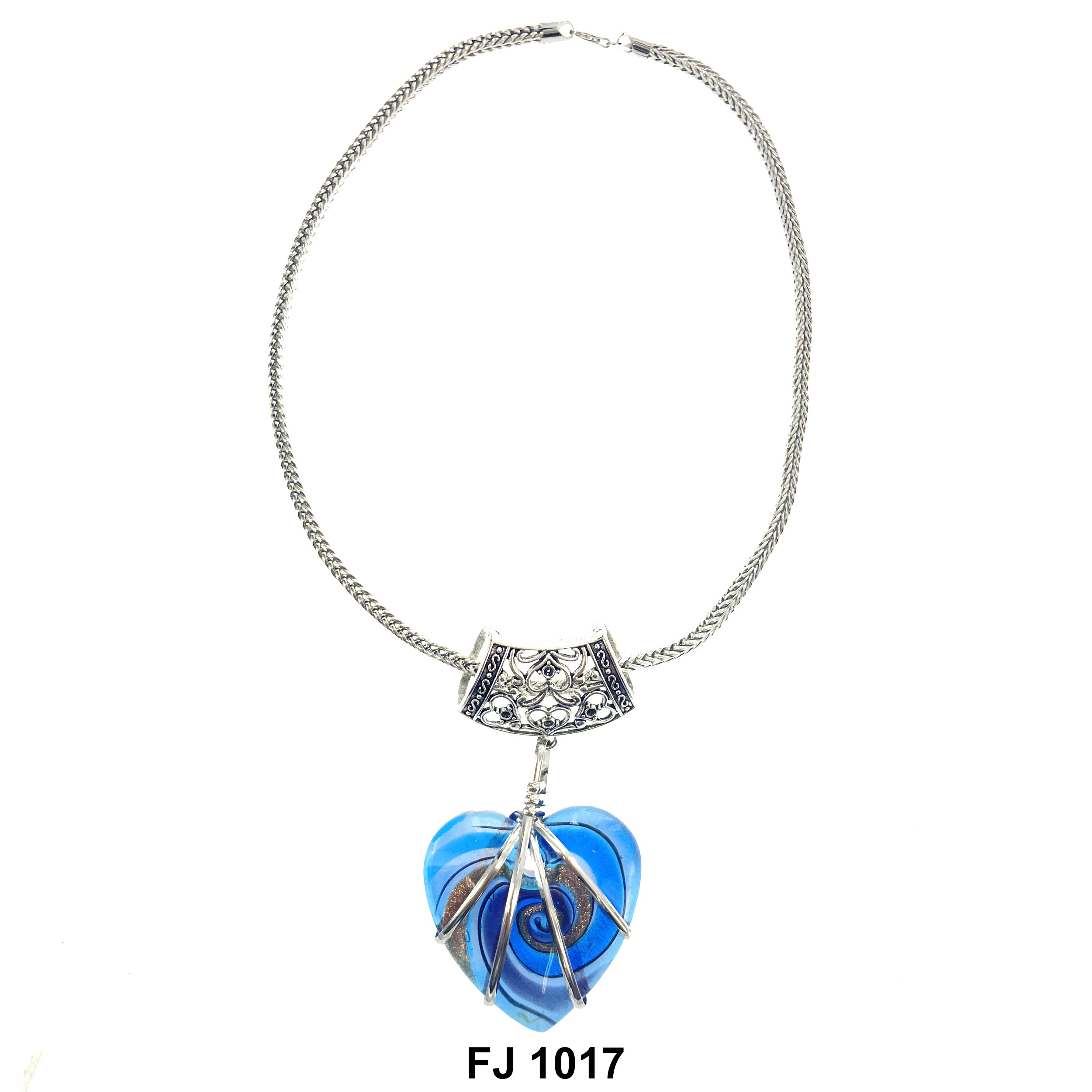 Fashion Necklace Blue Heart FJ 1017 BL