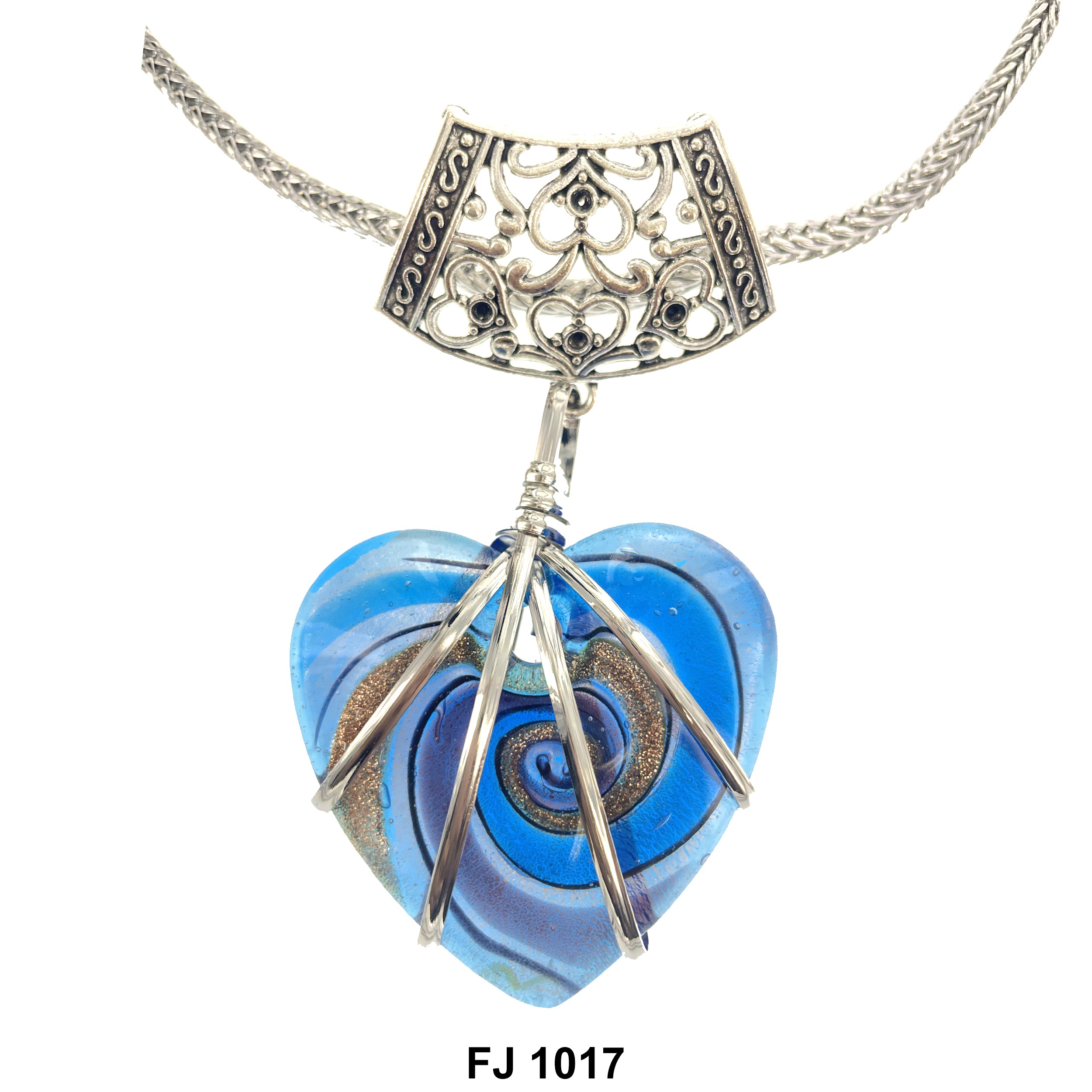 Fashion Necklace Blue Heart FJ 1017 BL