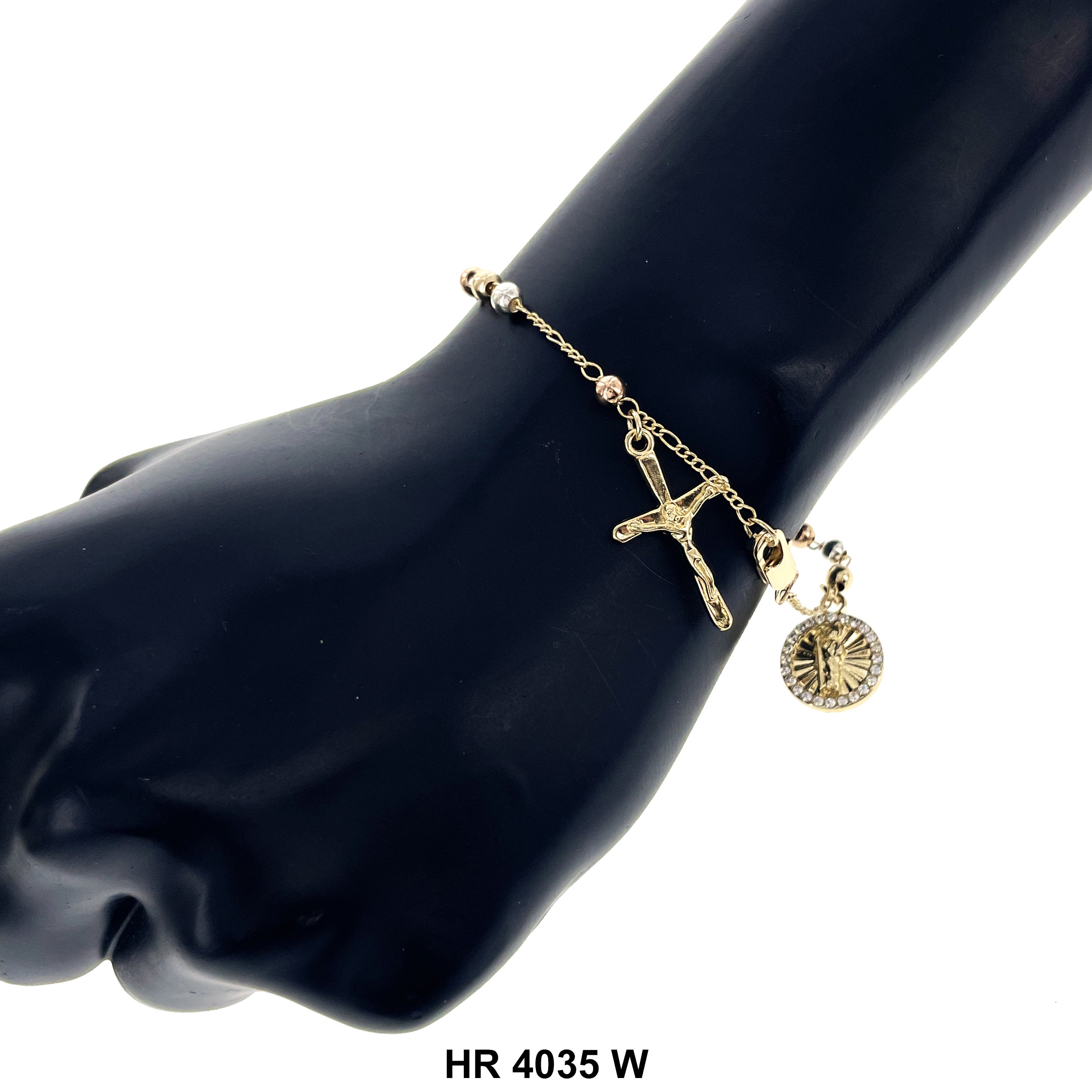 4 MM San Judas Glossy Beads Hand Rosary HR 4035 W