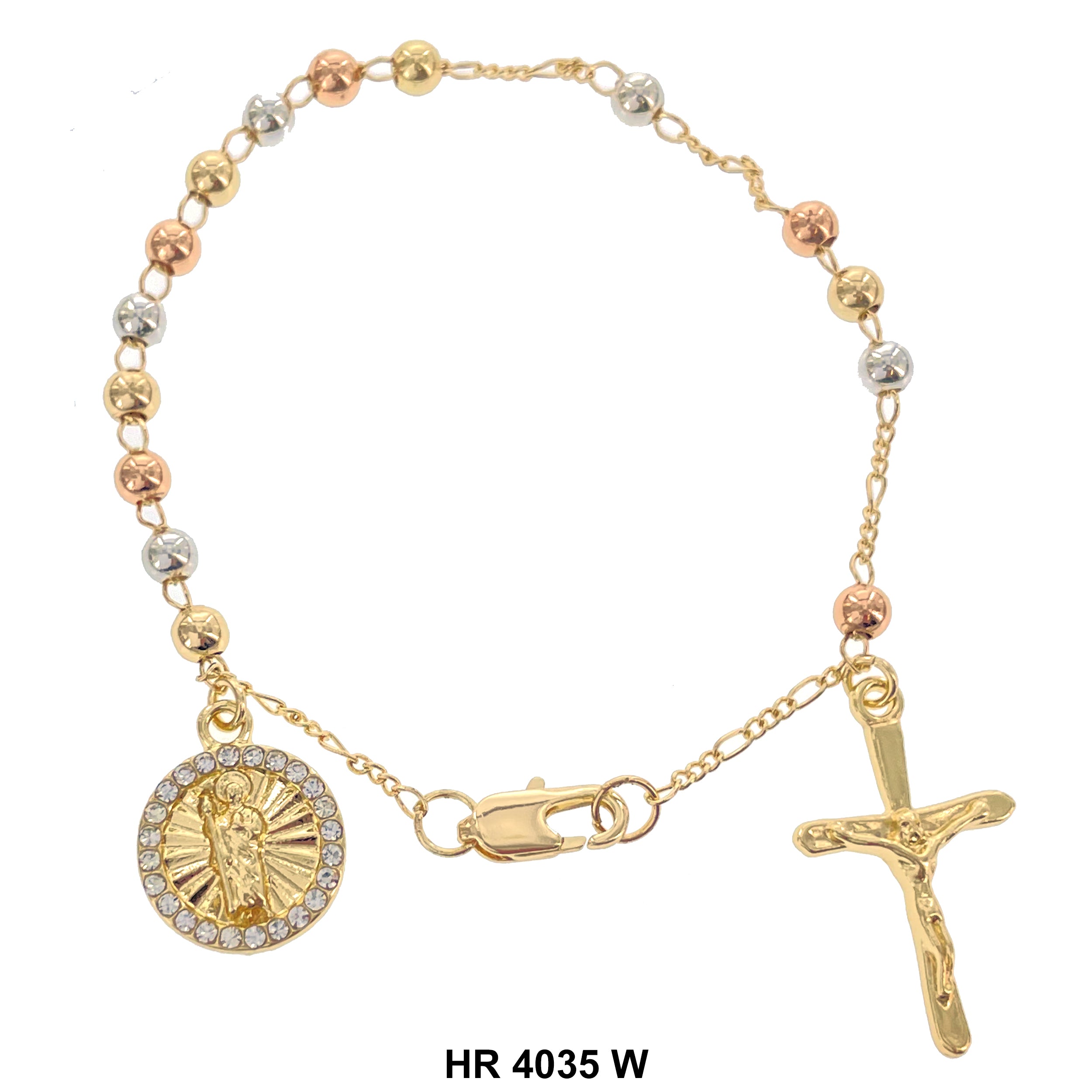 4 MM San Judas Glossy Beads Hand Rosary HR 4035 W