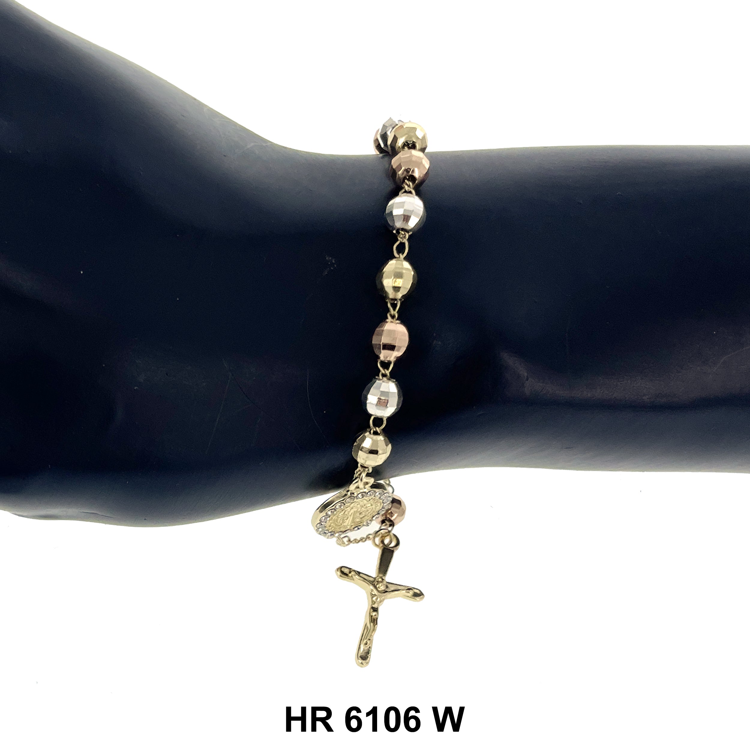 6 MM San Benito Disco Ball Beads Hand Rosary HR 6106 W