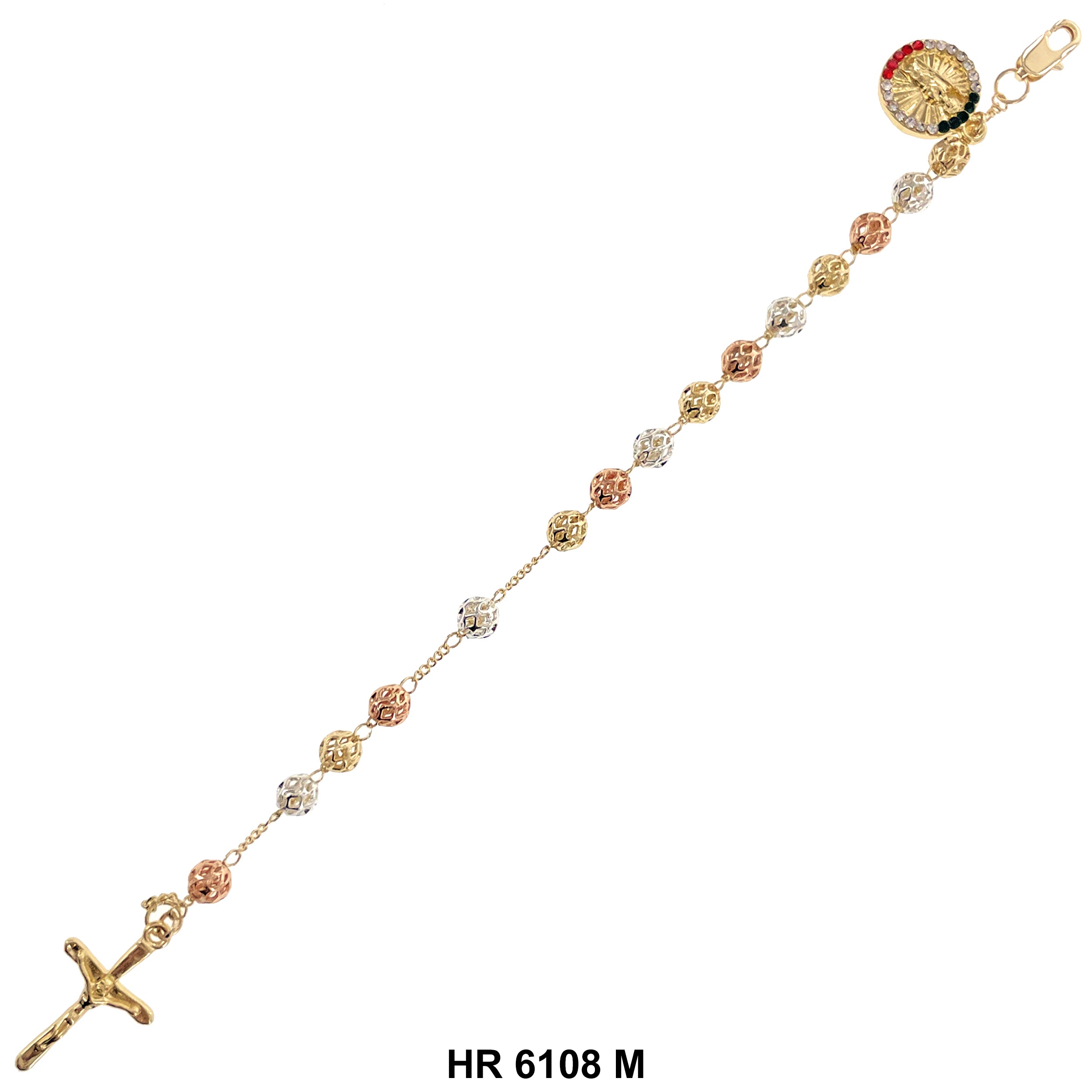6 MM San Judas Flower Beads Hand Rosary HR 6108 M