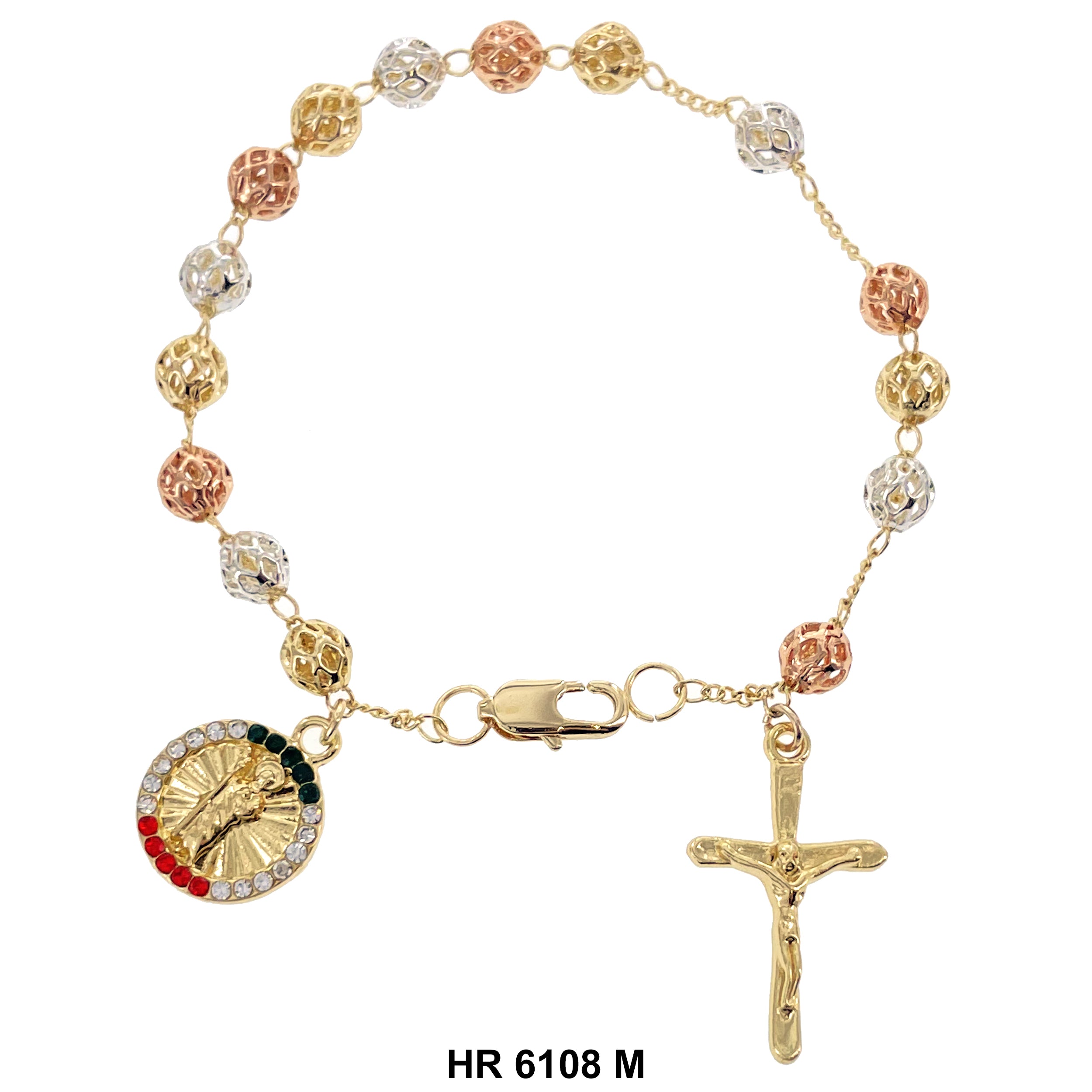 6 MM San Judas Flower Beads Hand Rosary HR 6108 M