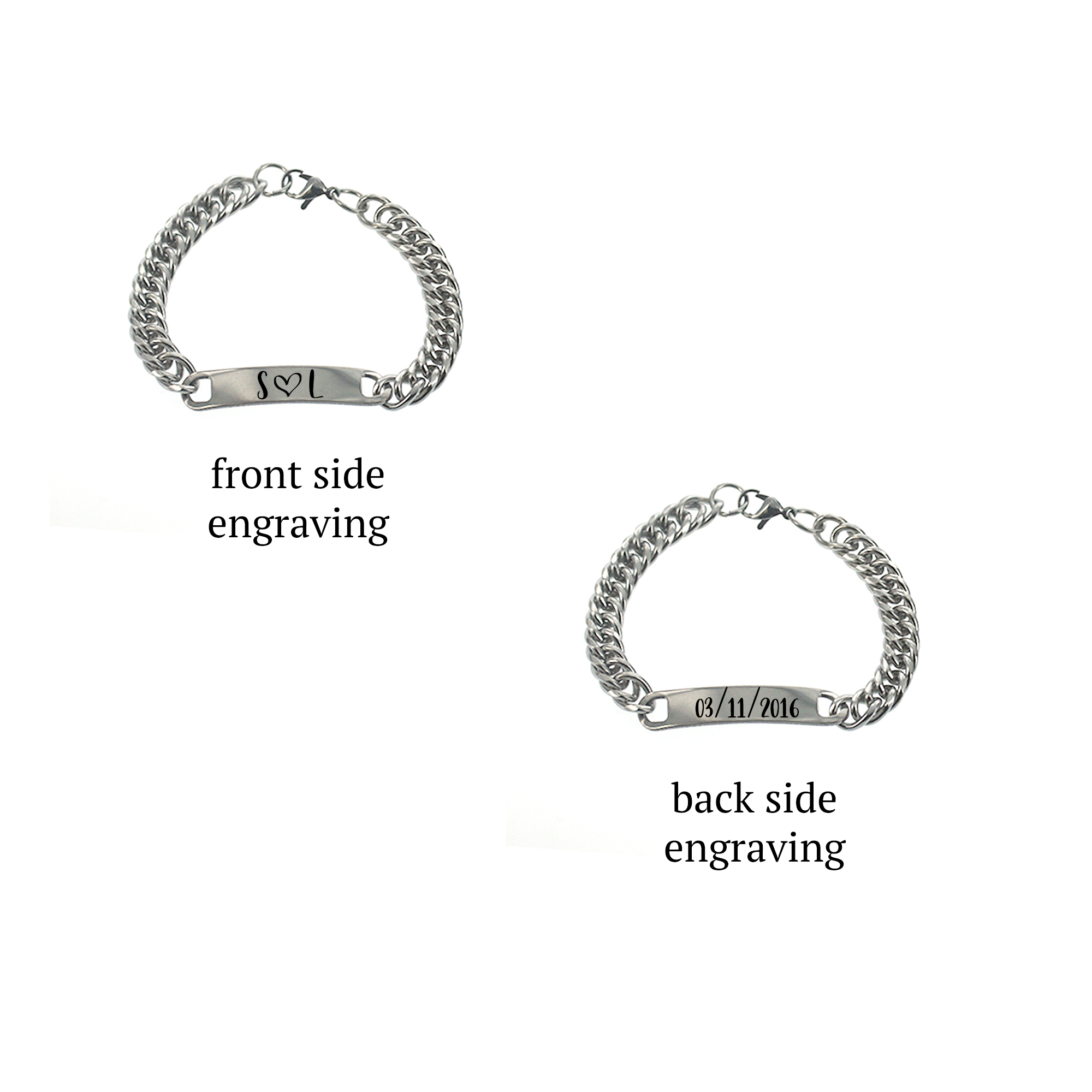 Engraved Stainless Steel ID Bracelet For Couple KCB 76