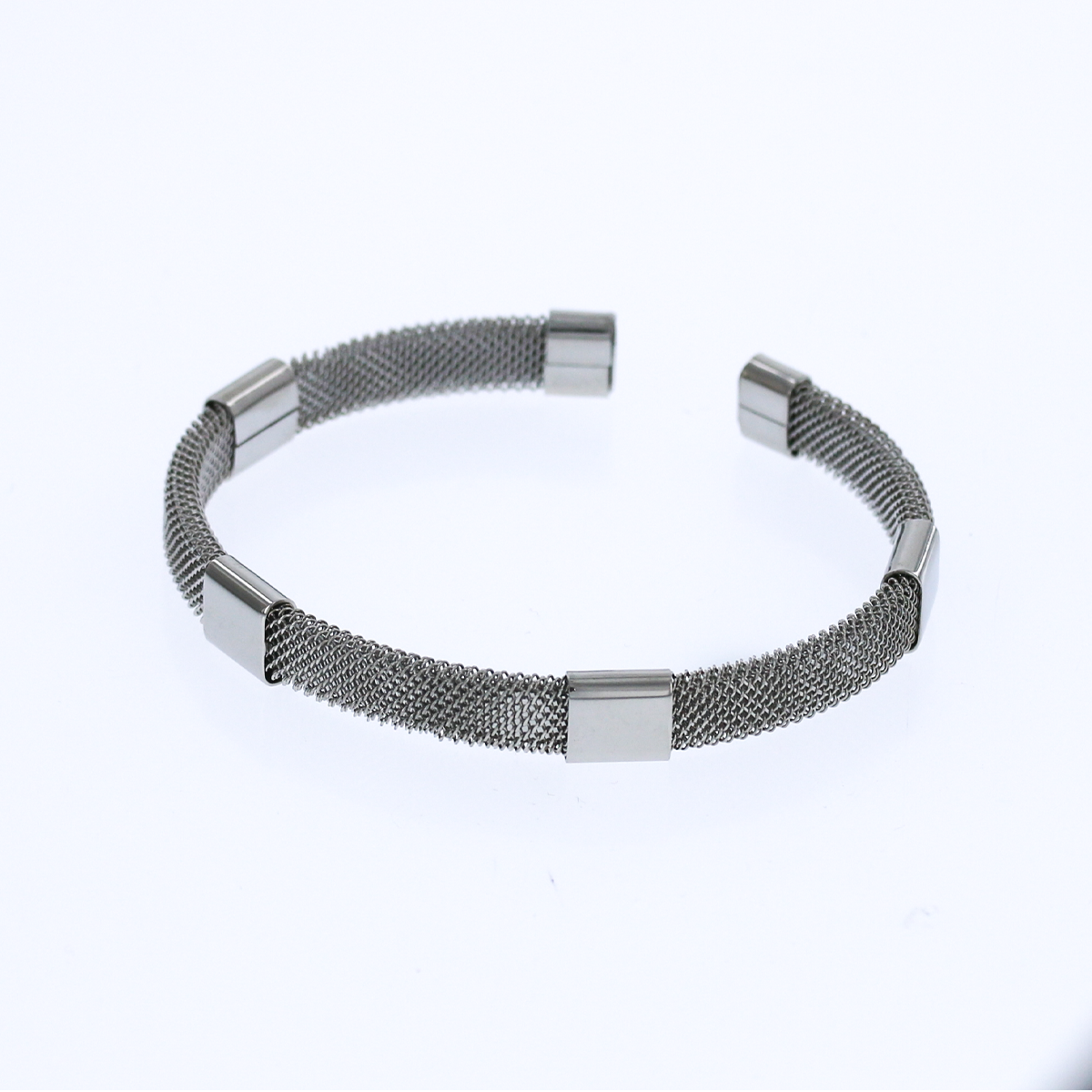 Personalized Silver Cuff Mesh Bracelet KCBB 5