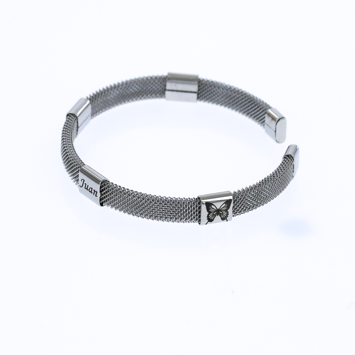 Personalized Silver Cuff Mesh Bracelet KCBB 5