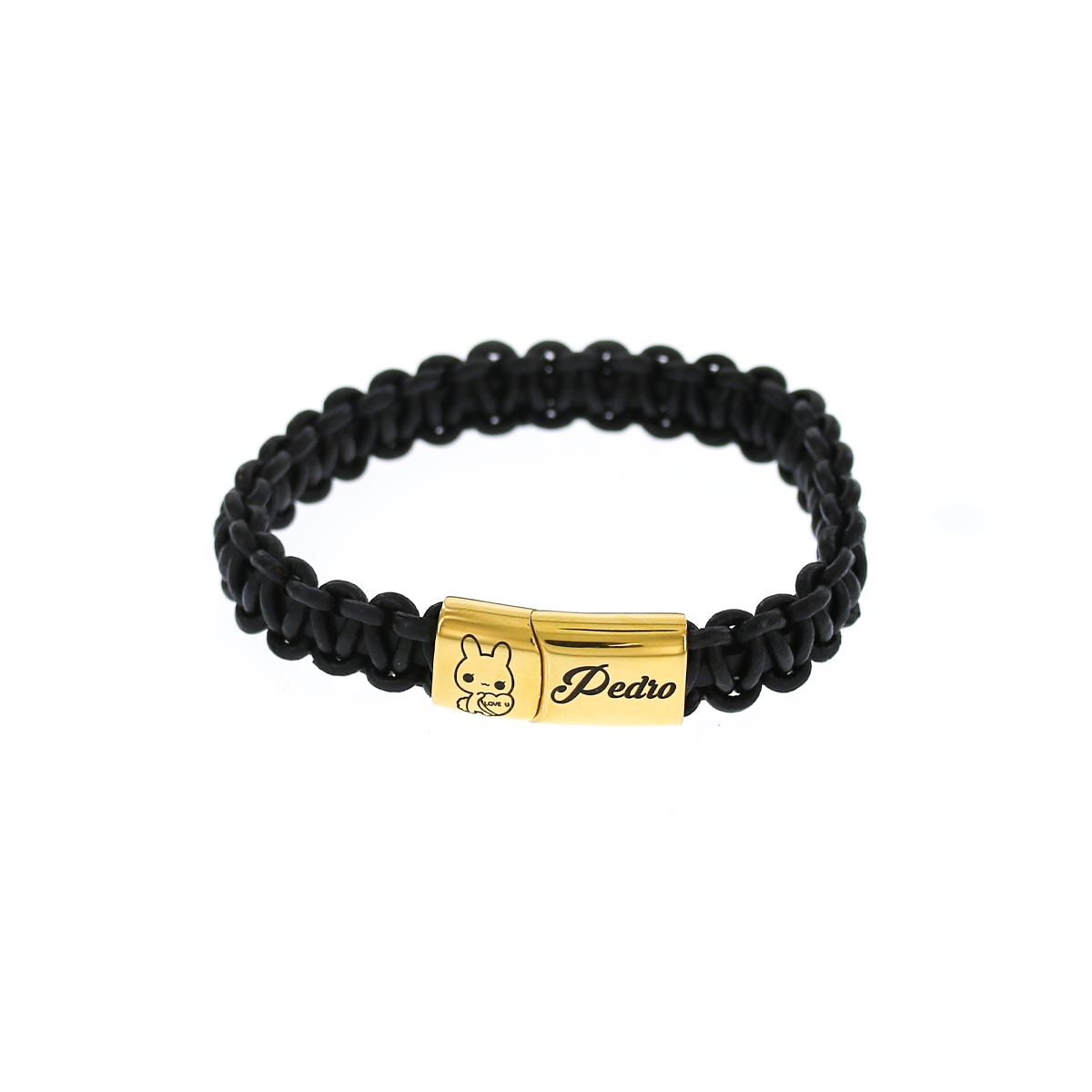 Personalized Men's Lether Braided Gold Bracelet KCBB 8