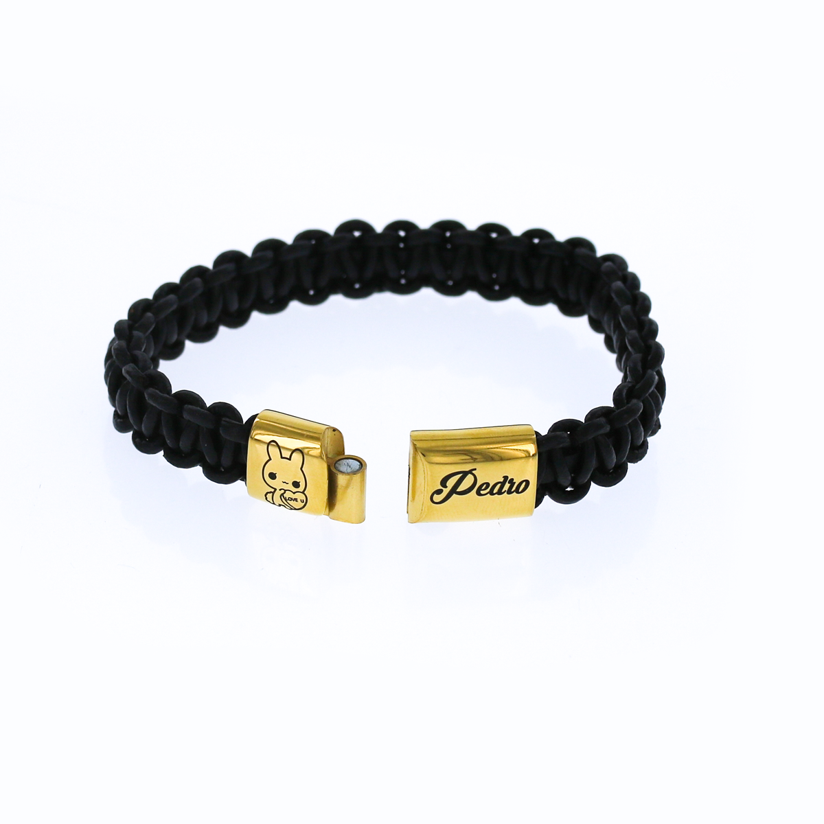 Personalized Men's Lether Braided Gold Bracelet KCBB 8