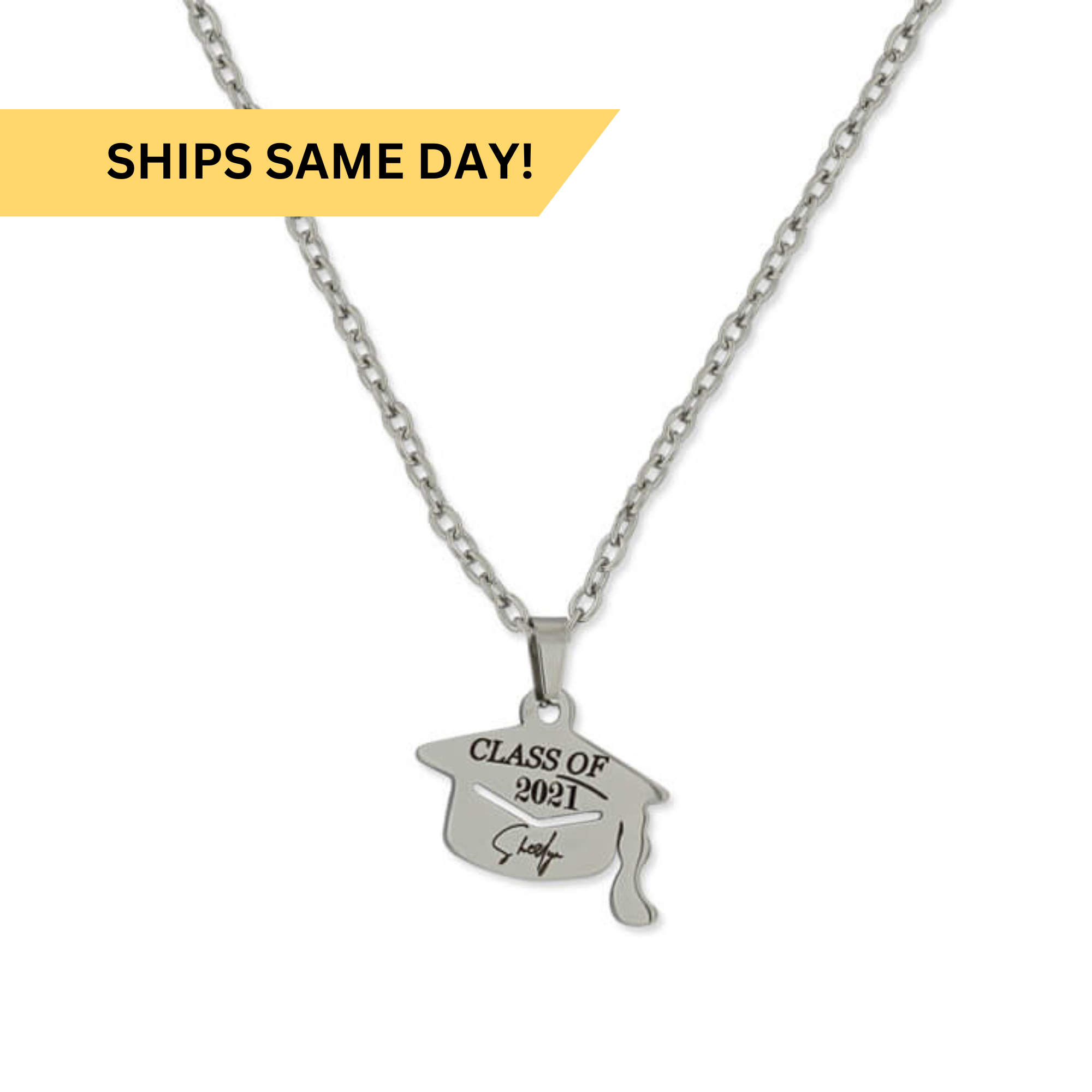 Engraved Graduation Cap Pendant Necklace KCL 10