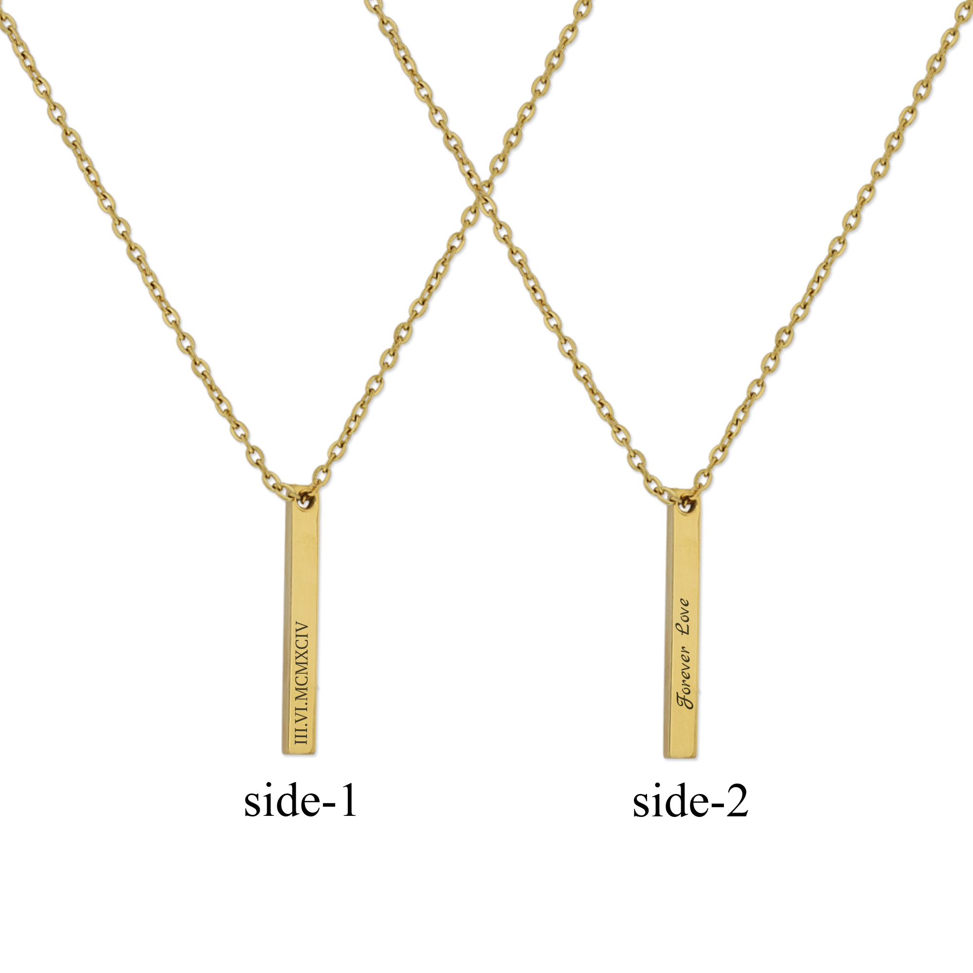 Engraved 3d Vertical Bar Necklace KCL 14