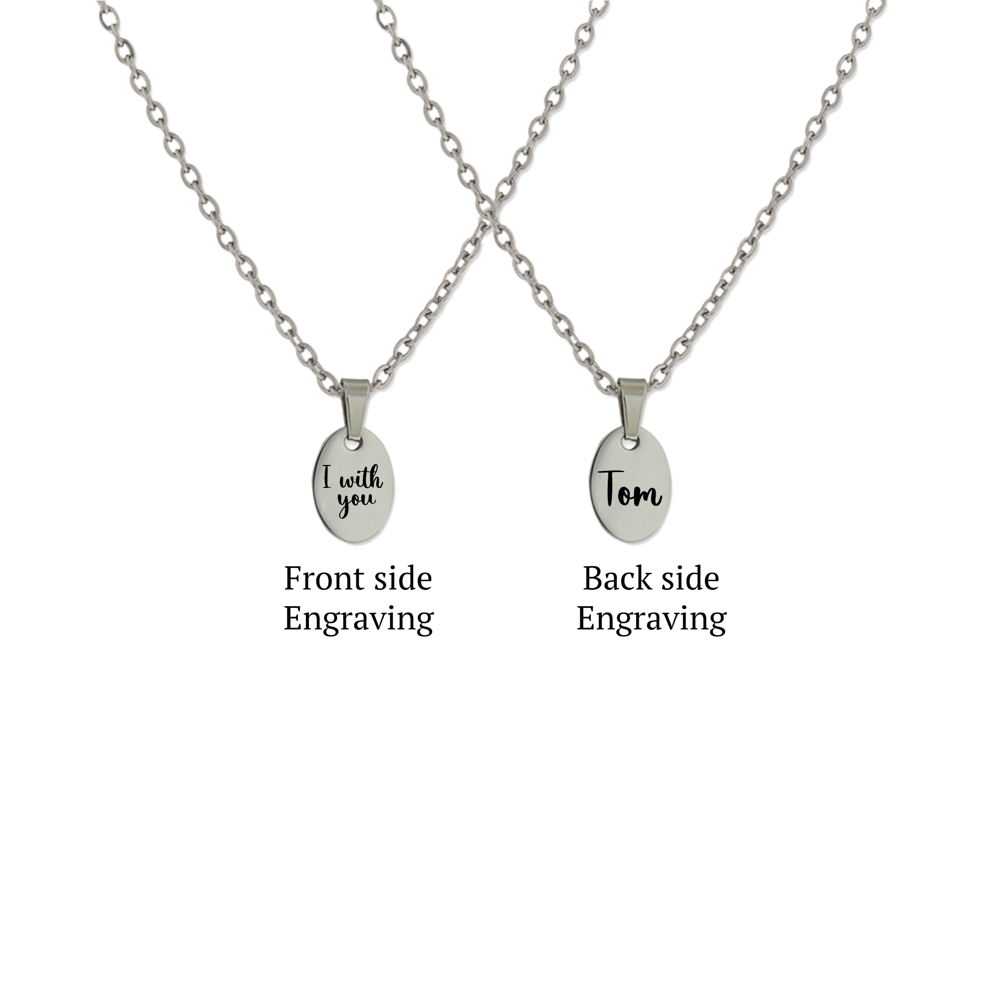 Custom Engraved Oval Pendant Initials Necklace KCL 5