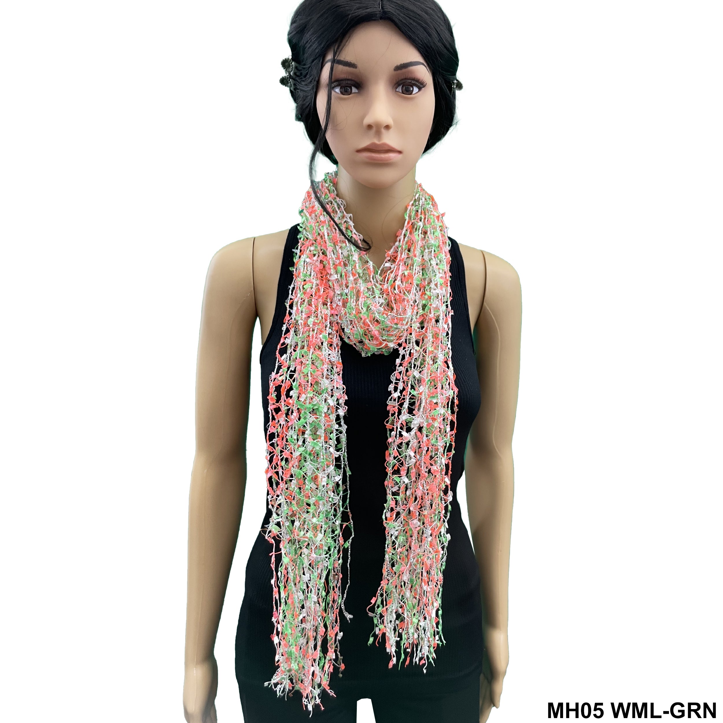 Fringed Net Summer Scarf MH05 WML-GRN