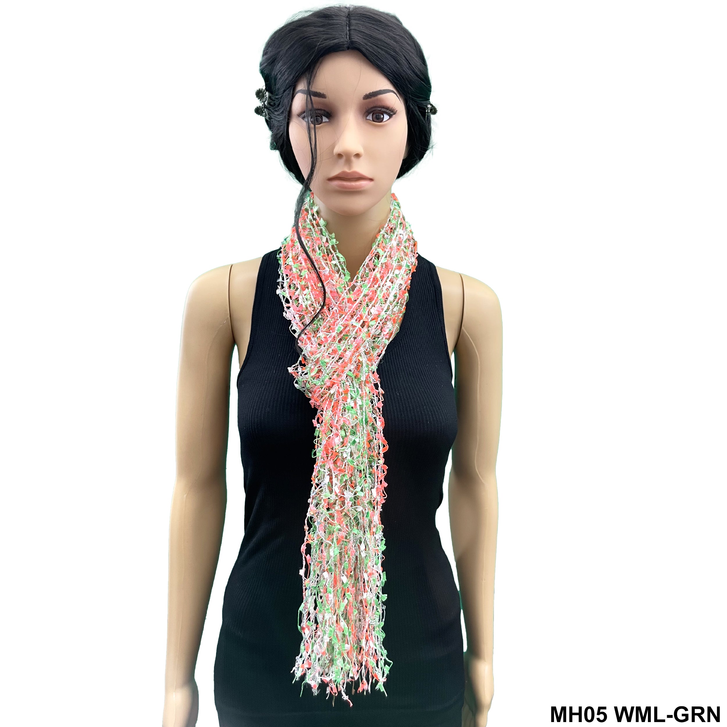 Fringed Net Summer Scarf MH05 WML-GRN