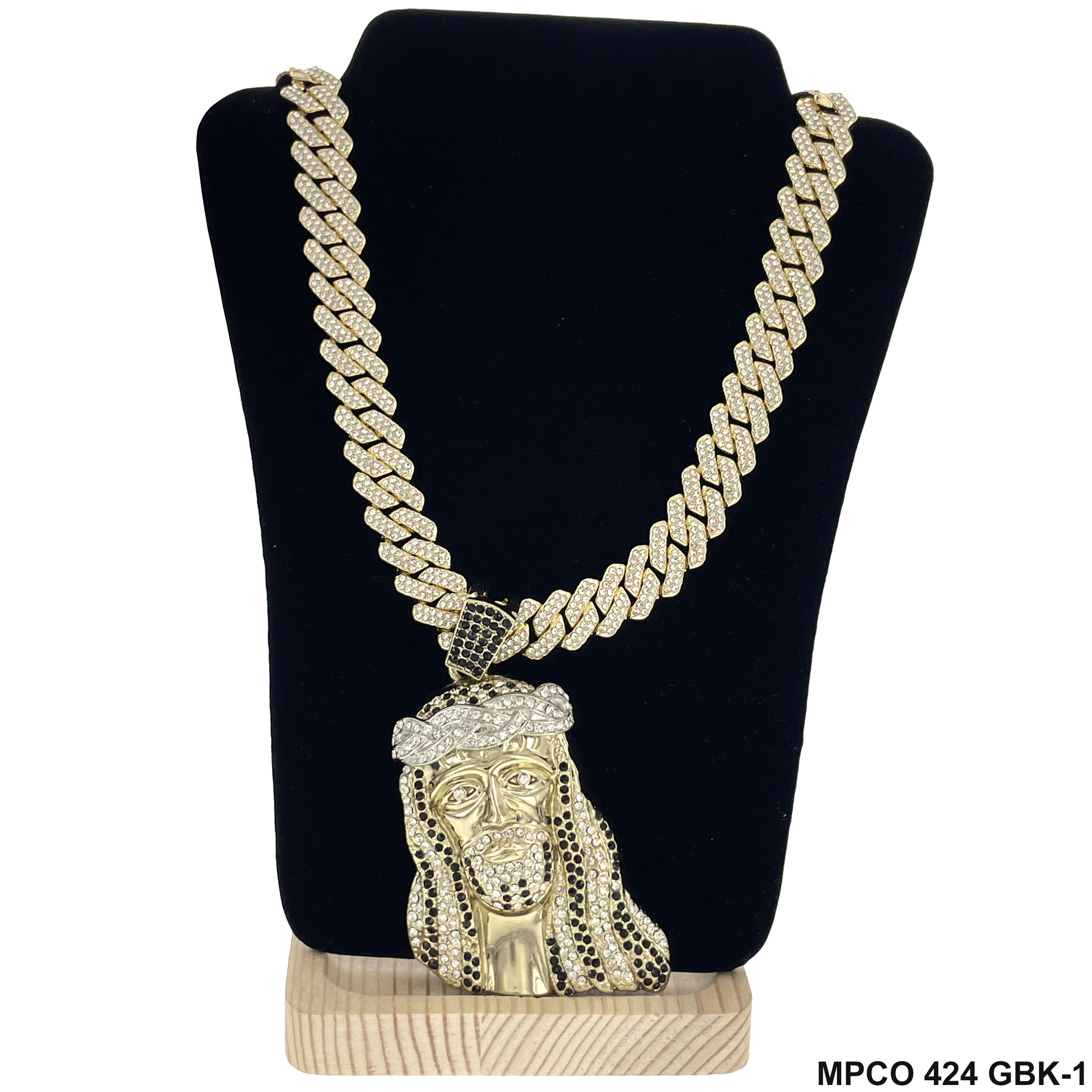 Jesus Face Icy Bling  Hip Hop Chain Necklace MPCO 424 GBK-1