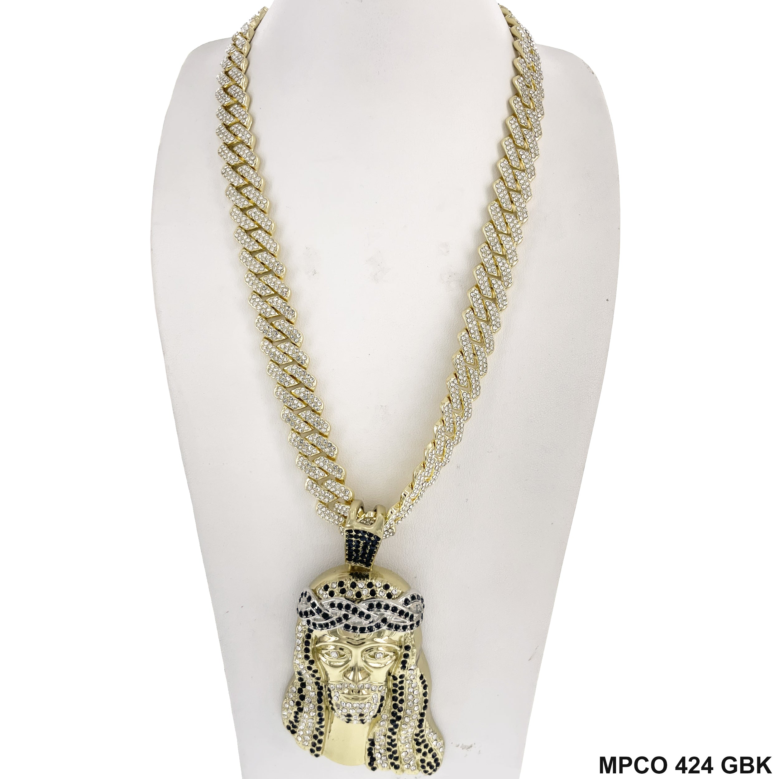 Jesus Face Icy Bling  Hip Hop Chain Necklace MPCO 424 GBK