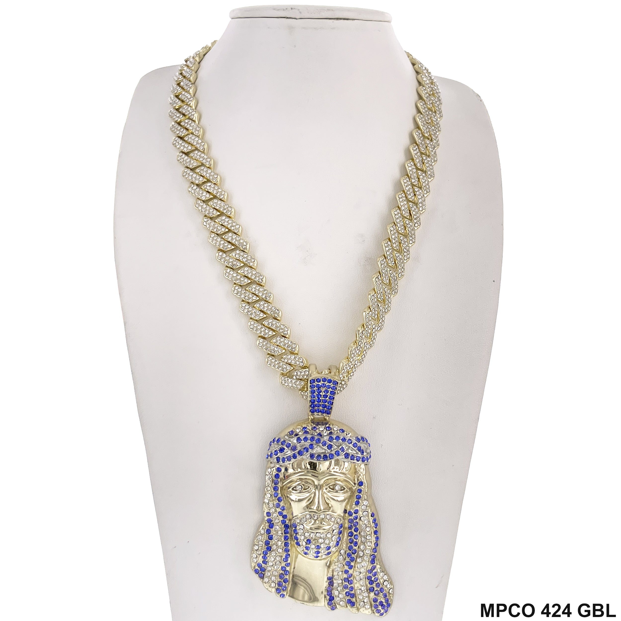 Jesus Face Icy Bling  Hip Hop Chain Necklace MPCO 424 GBL