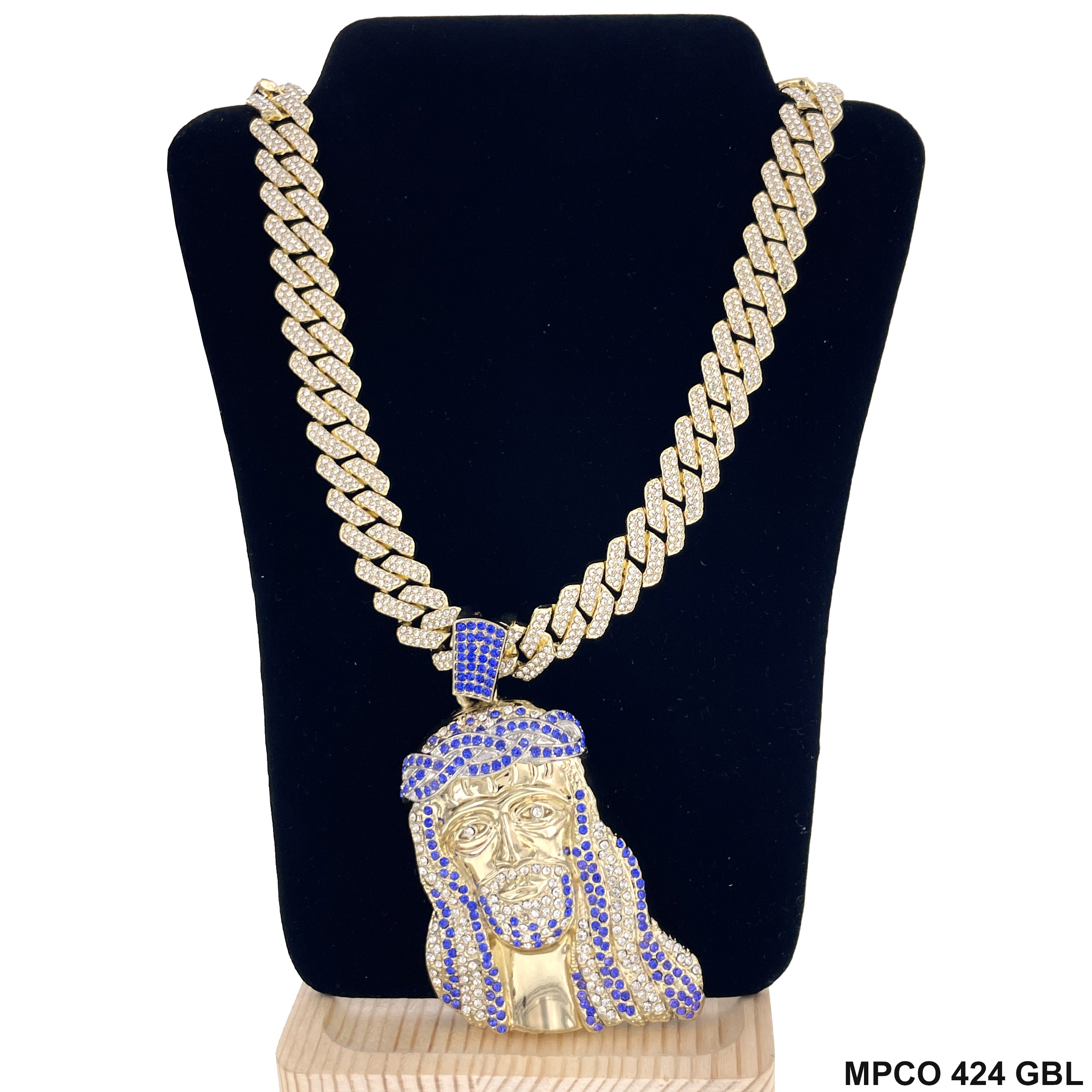 Jesus Face Icy Bling  Hip Hop Chain Necklace MPCO 424 GBL