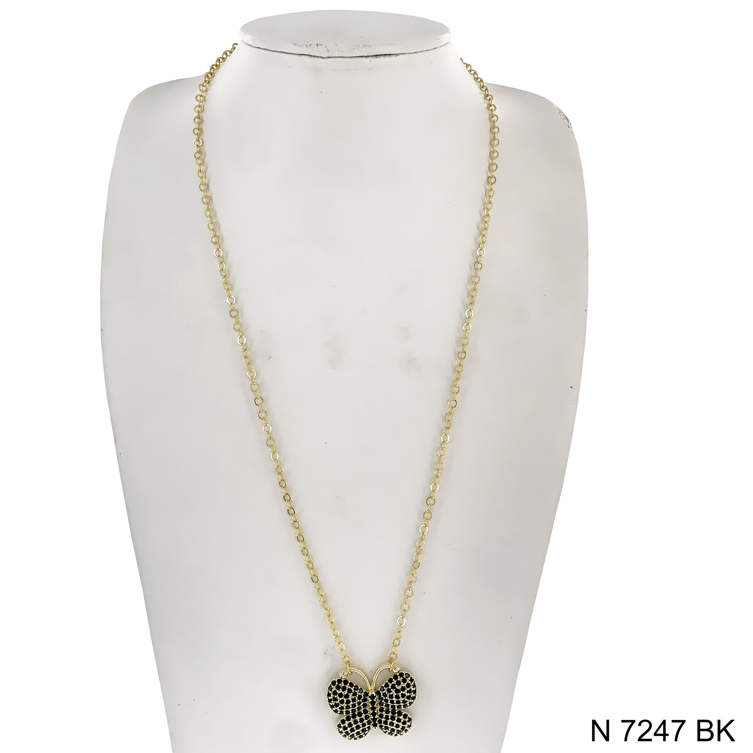 CZ Butterfly Cable Chain Necklace N 7247 BK