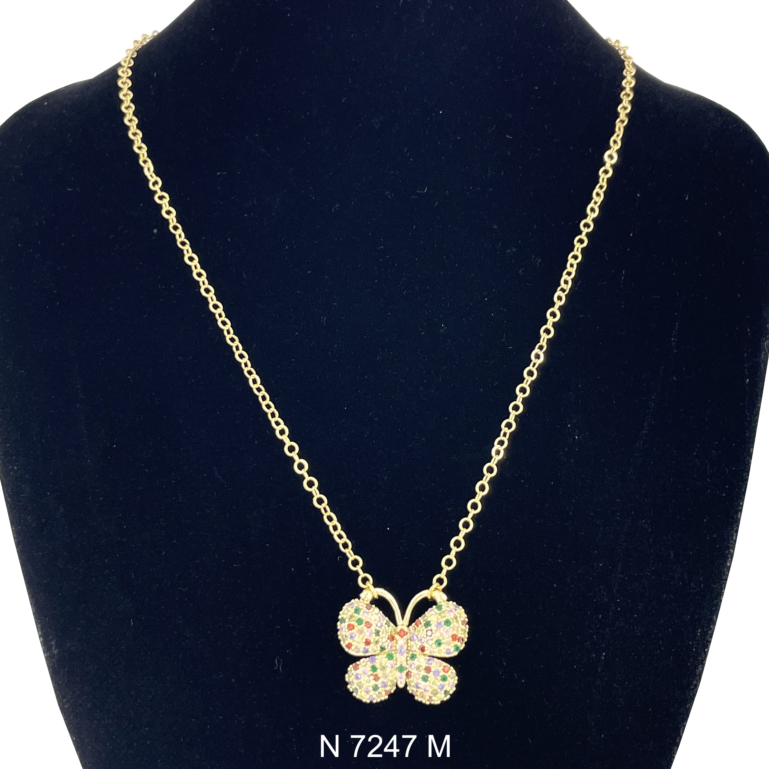 CZ Butterfly Cable Chain Necklace N 7247 M