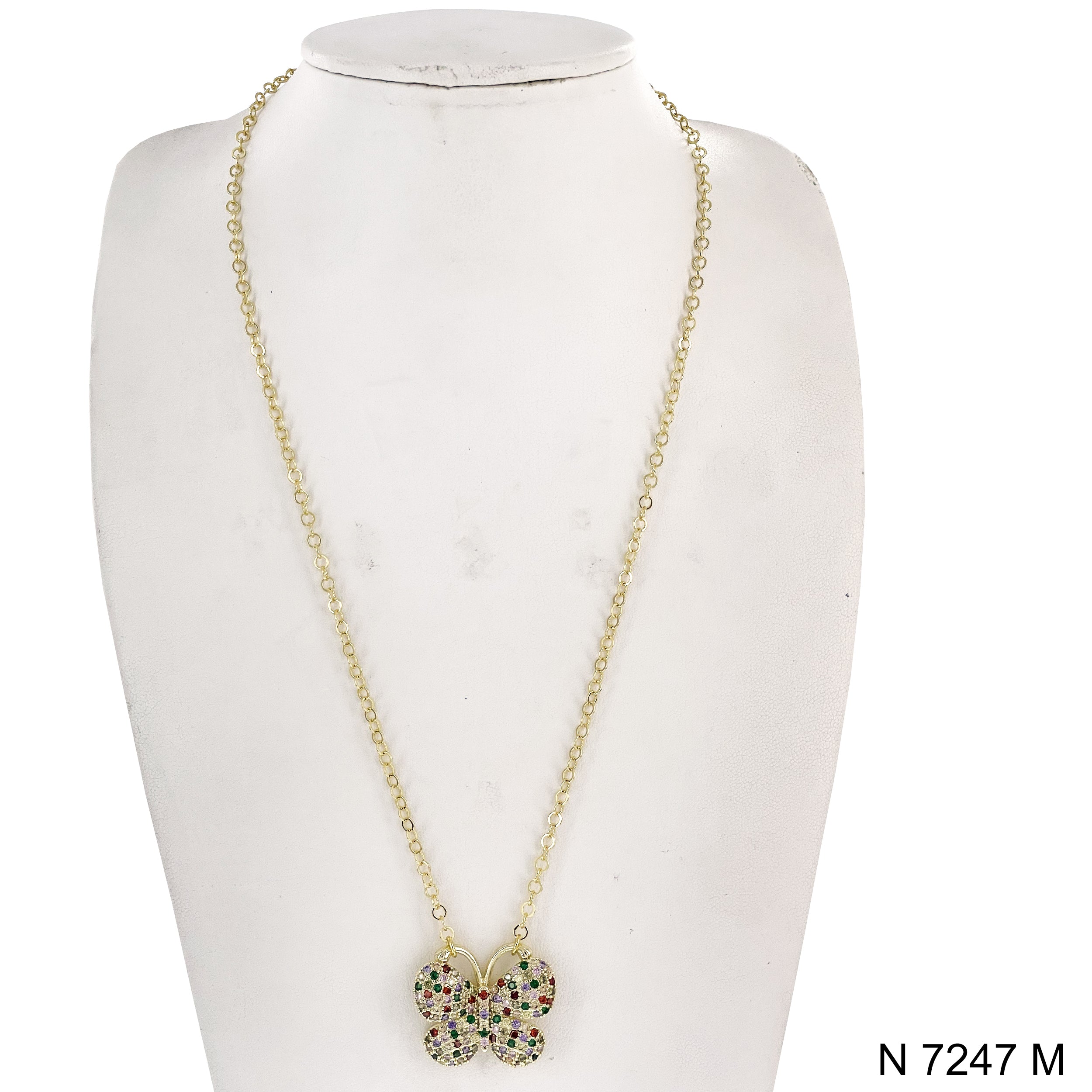 CZ Butterfly Cable Chain Necklace N 7247 M