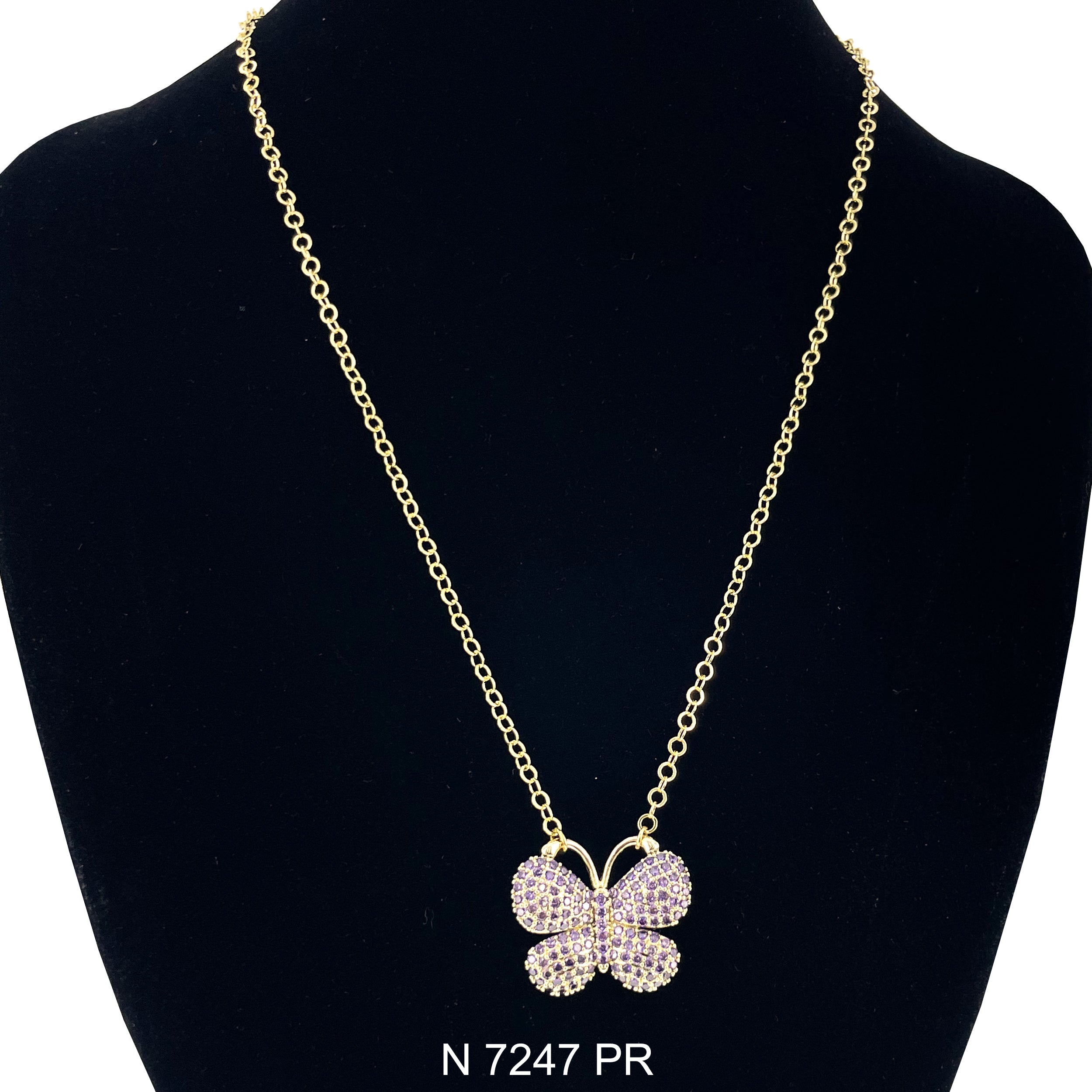 CZ Butterfly Cable Chain Necklace N 7247 PR