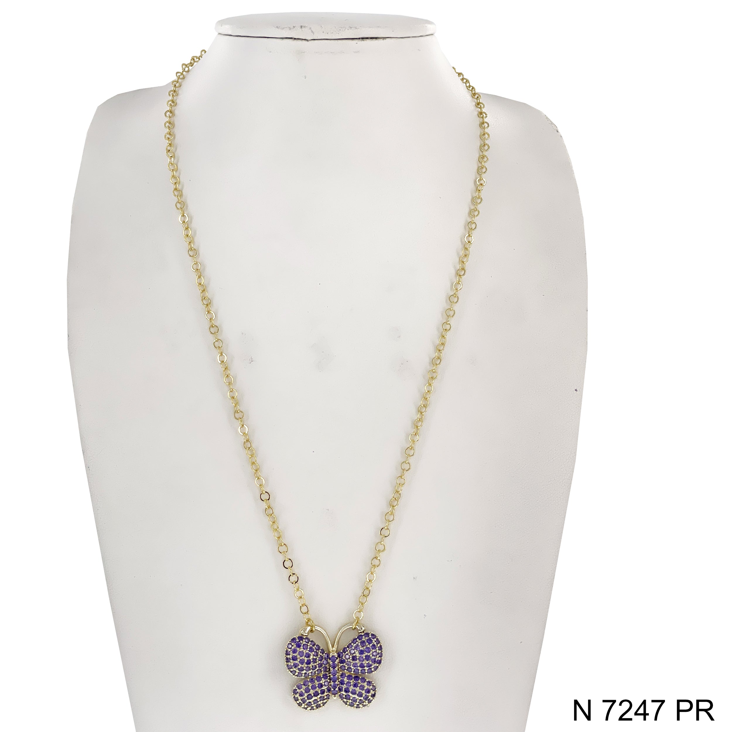 CZ Butterfly Cable Chain Necklace N 7247 PR