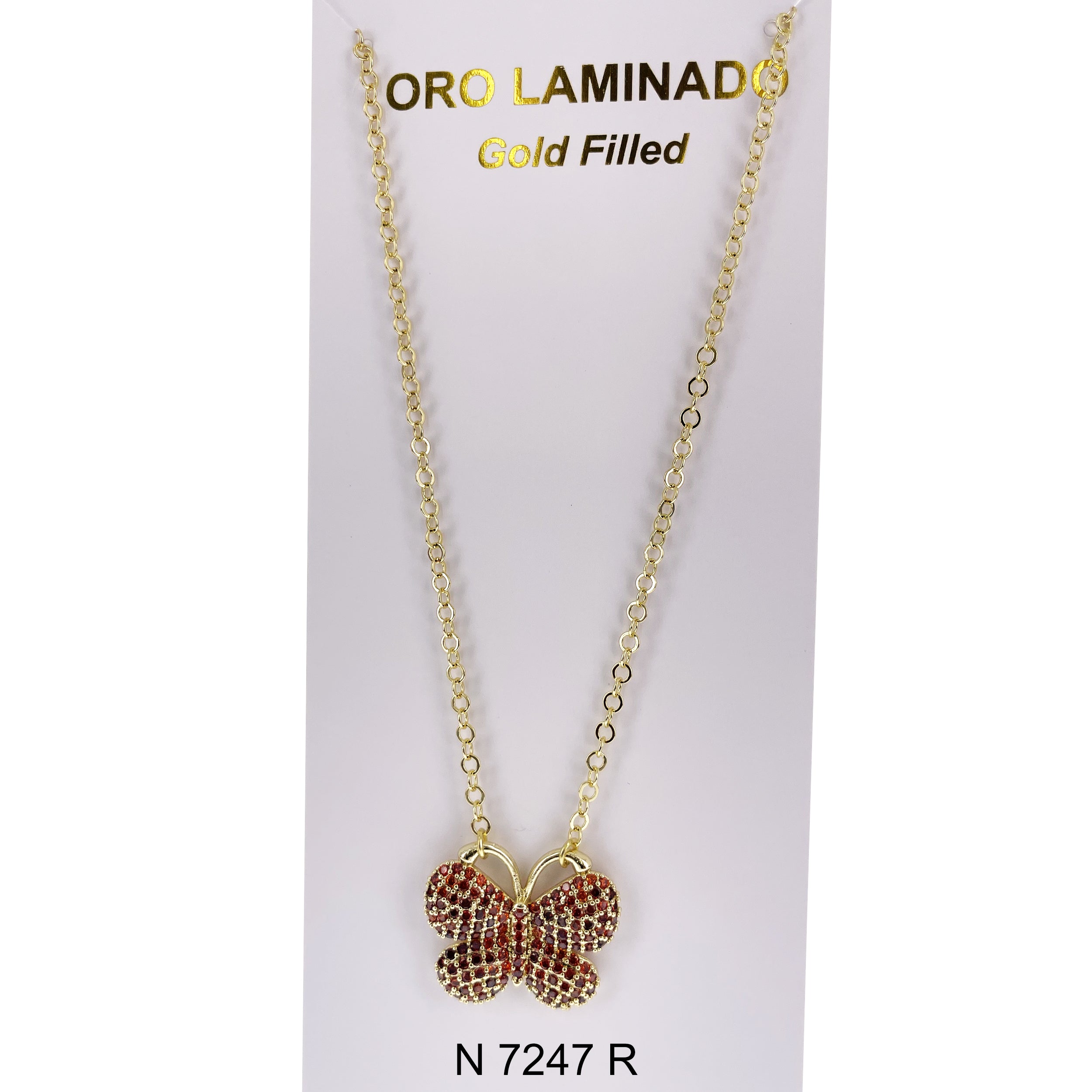 CZ Butterfly Cable Chain Necklace N 7247 R