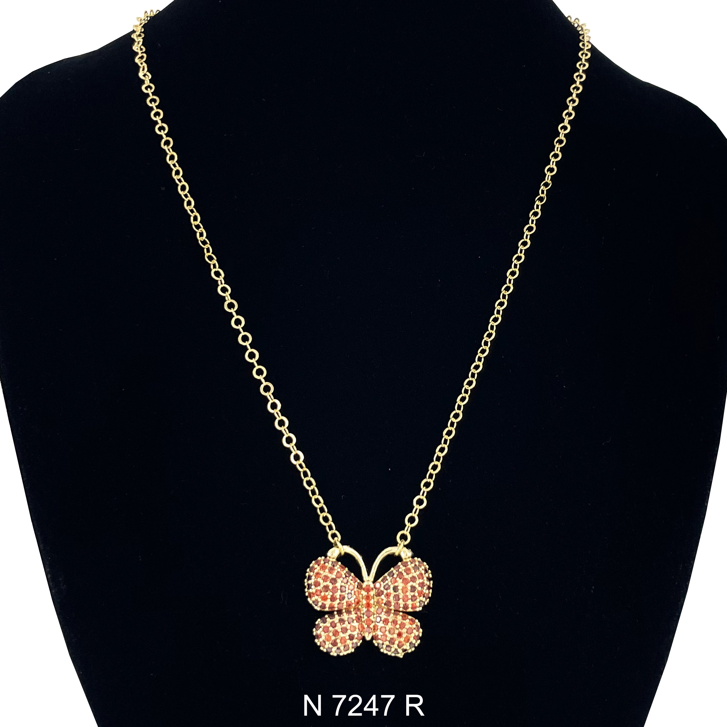 CZ Butterfly Cable Chain Necklace N 7247 R