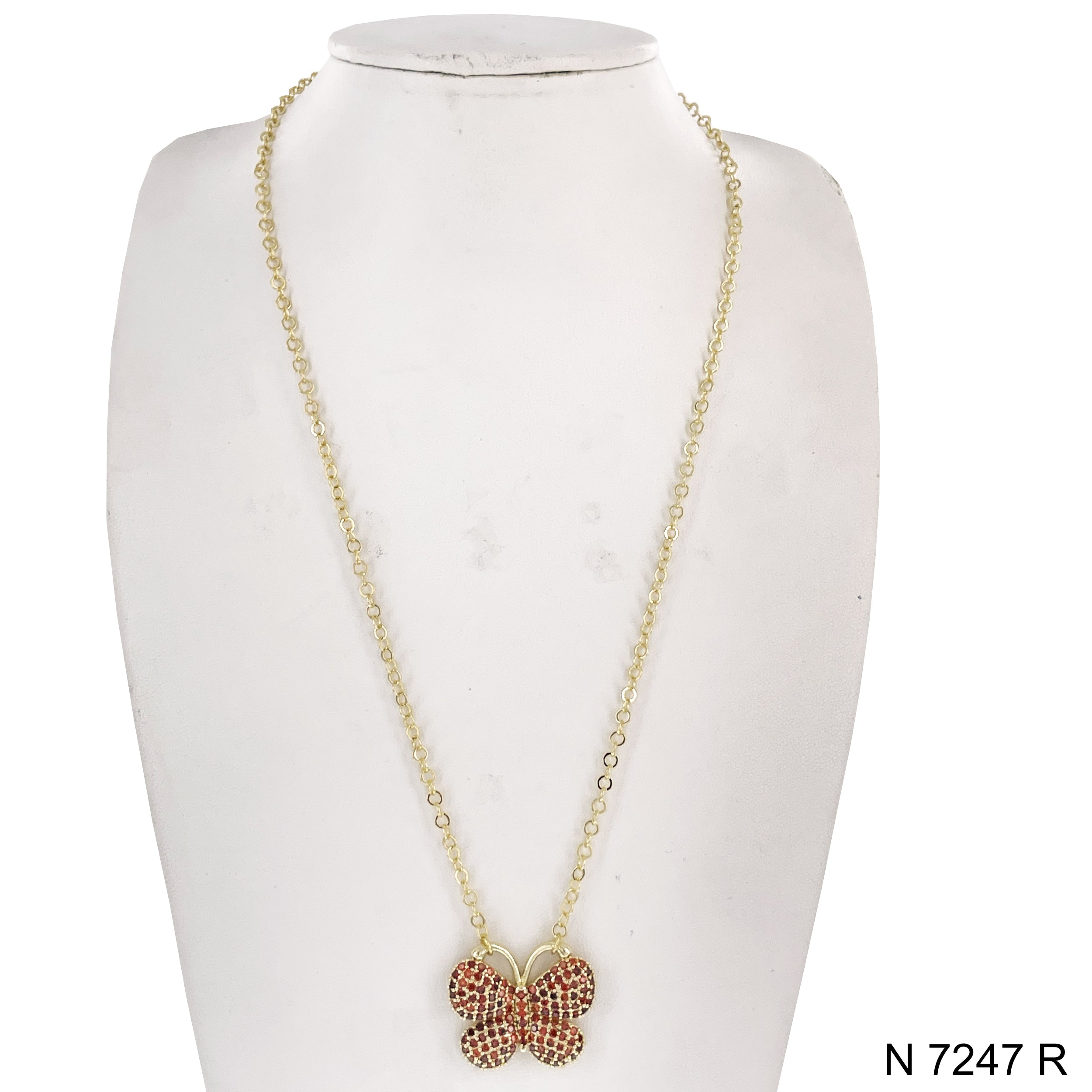 CZ Butterfly Cable Chain Necklace N 7247 R