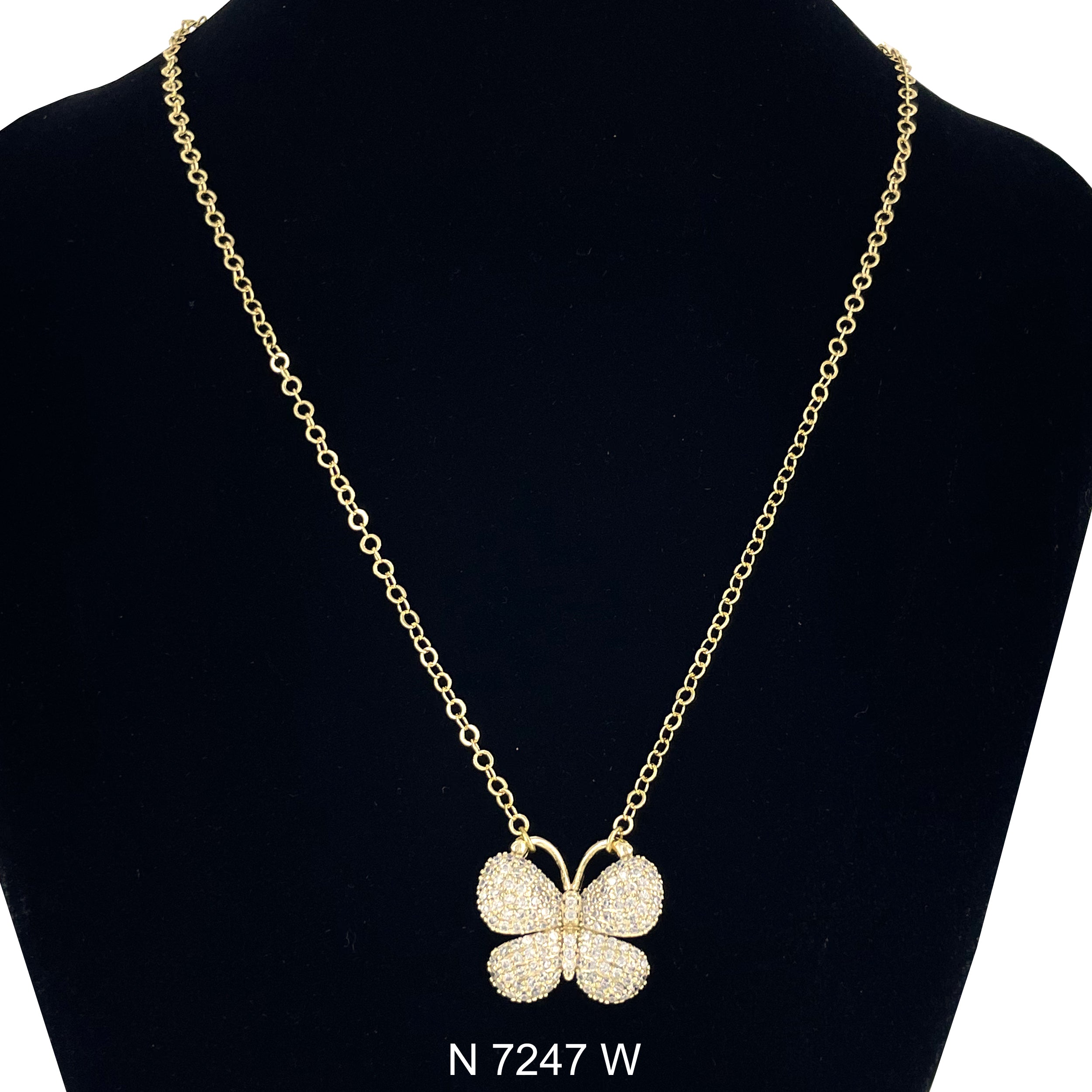 CZ Butterfly Cable Chain Necklace N 7247 W