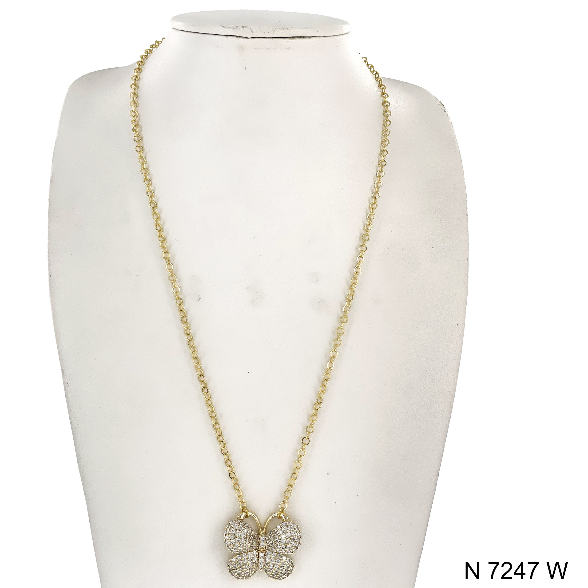 CZ Butterfly Cable Chain Necklace N 7247 W