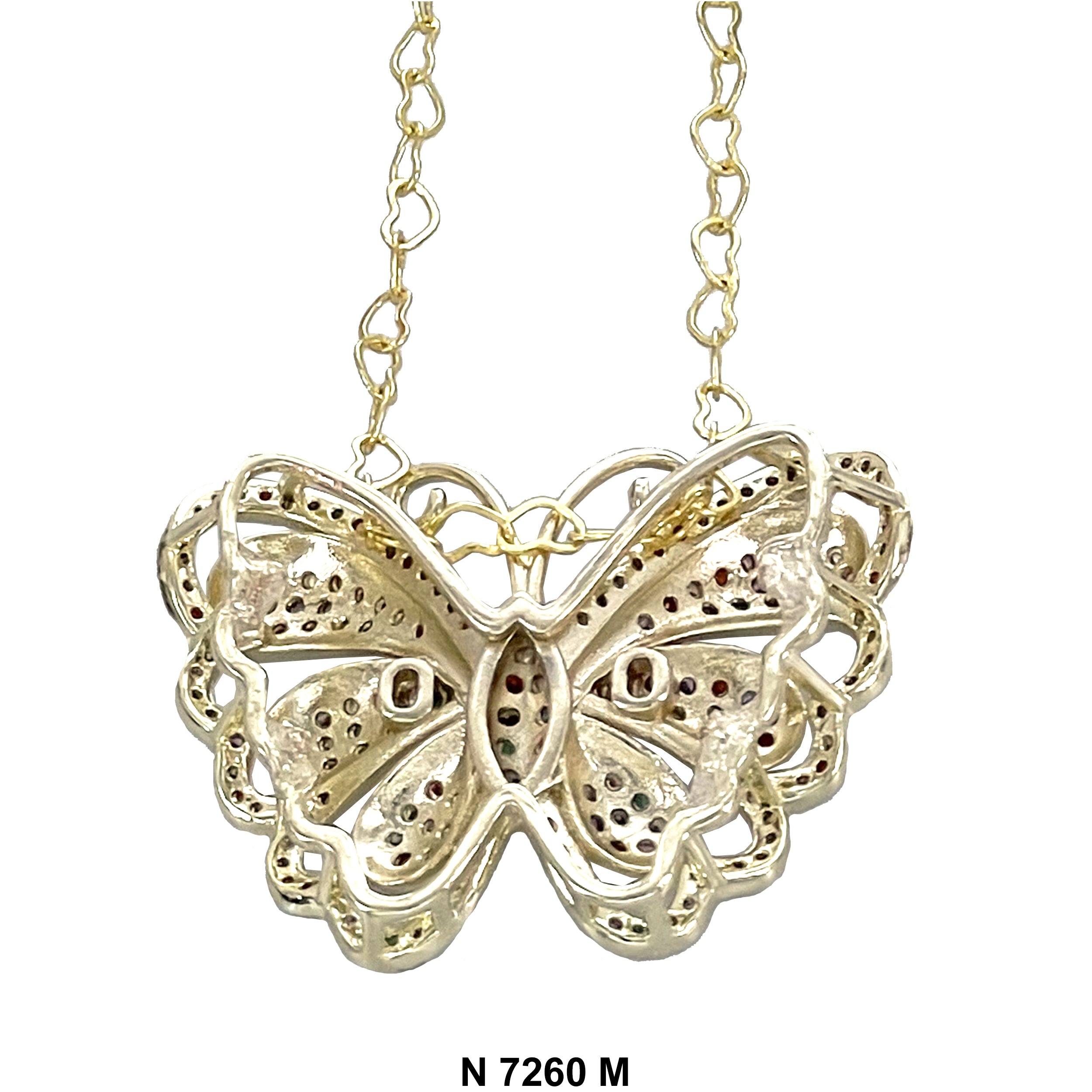 CZ Butterfly Heart Chain Necklace N 7260 M