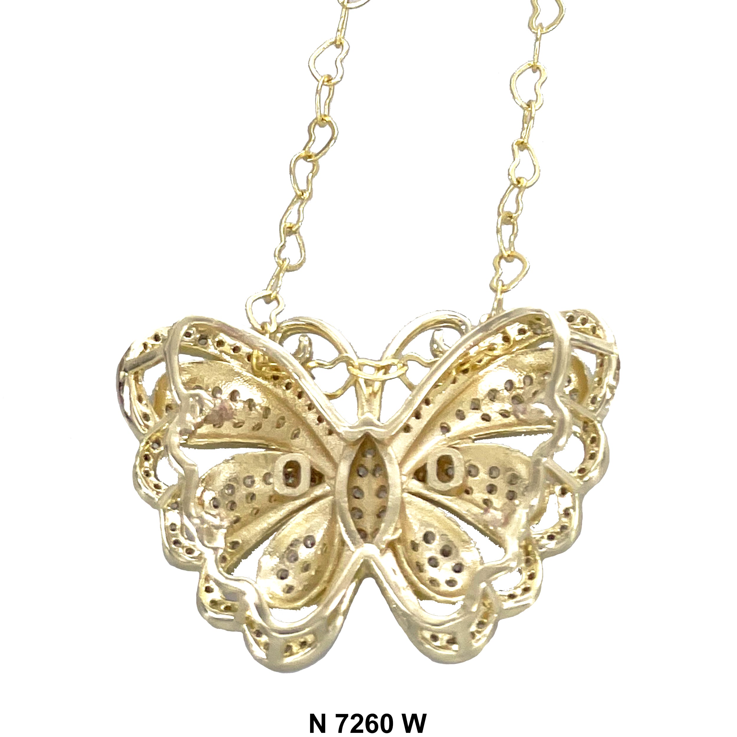 CZ Butterfly Heart Chain Necklace N 7260 W