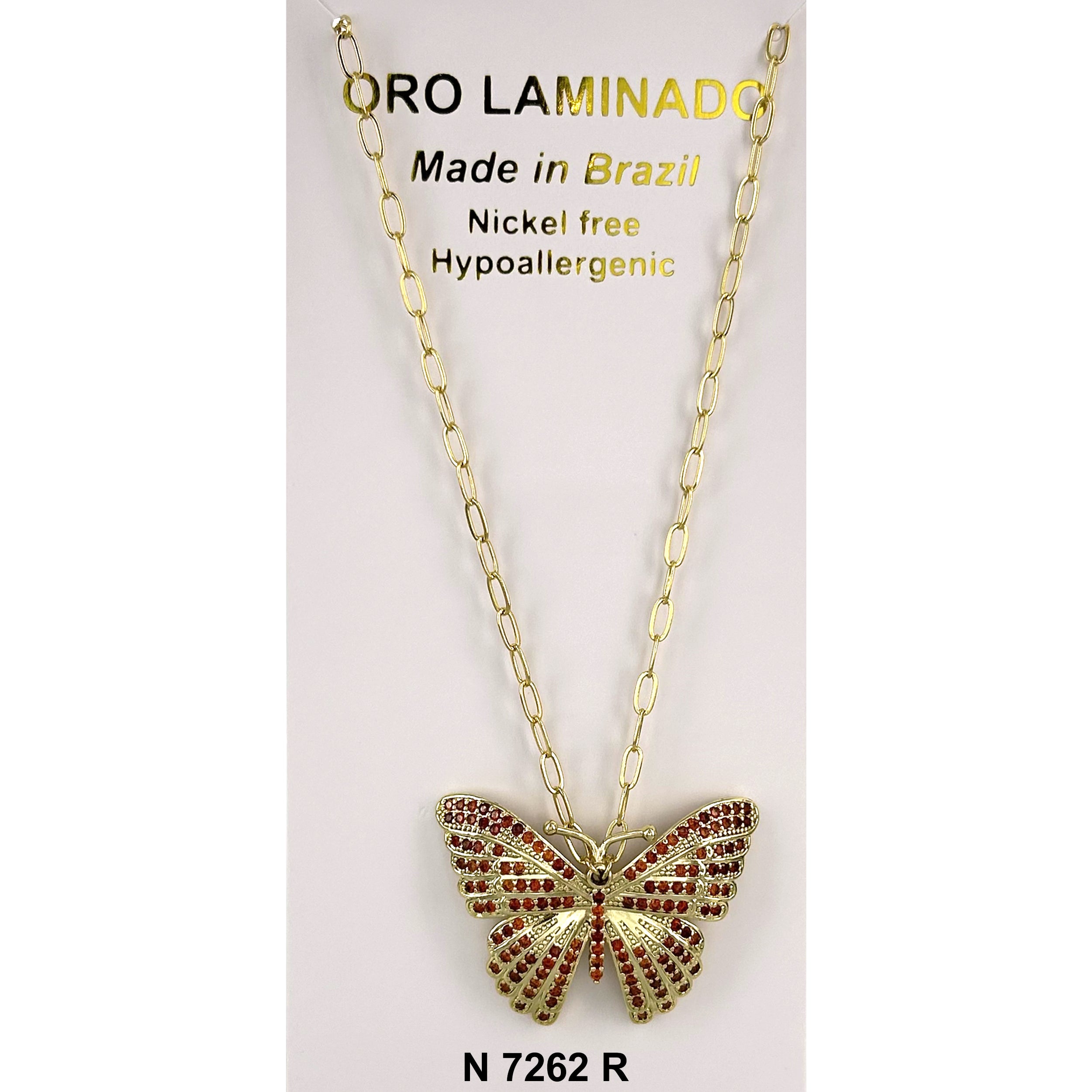 CZ Butterfly Paper Clip Chain Necklace N 7262 R