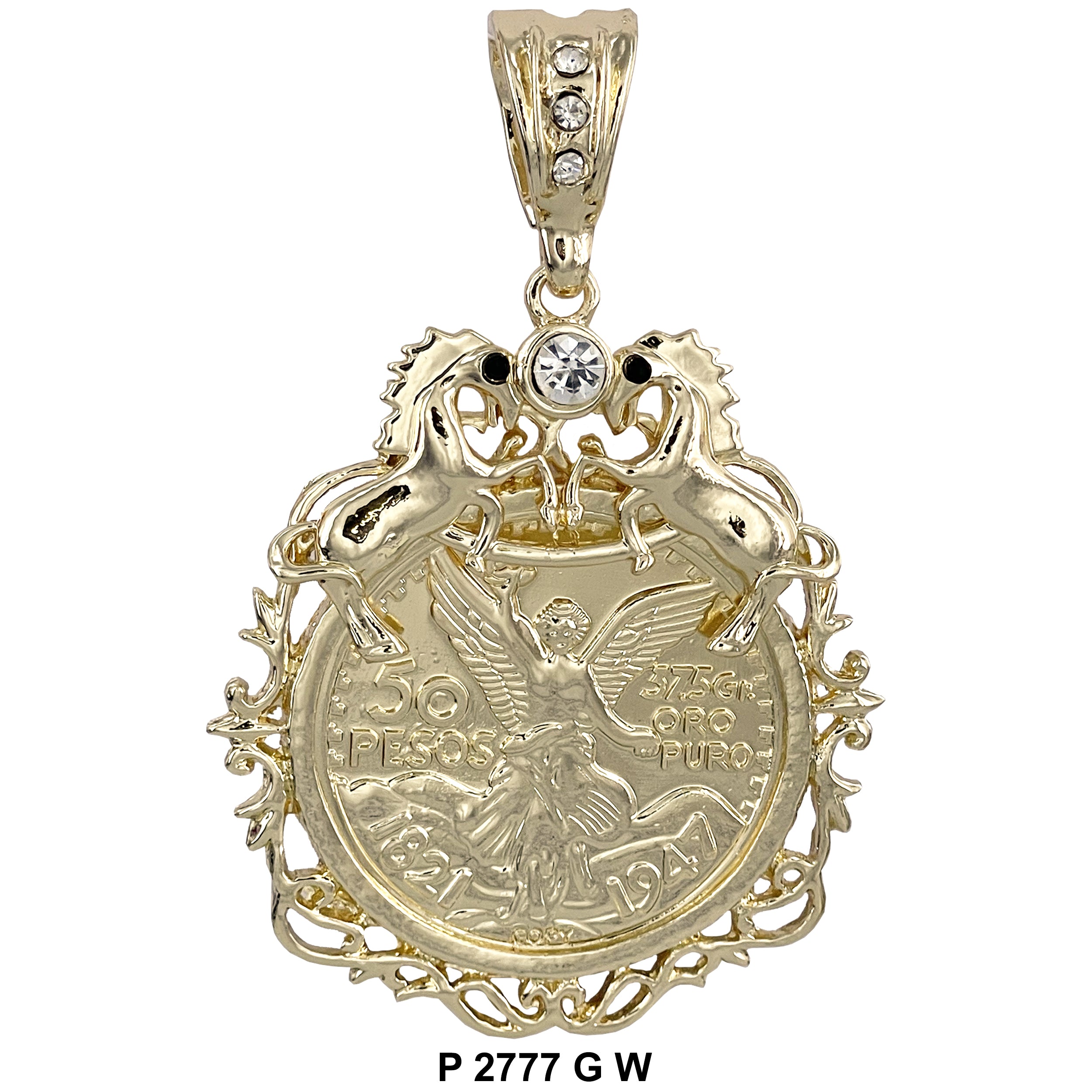 50 Pesos Centenario With Horses Pendant P 2777 G W