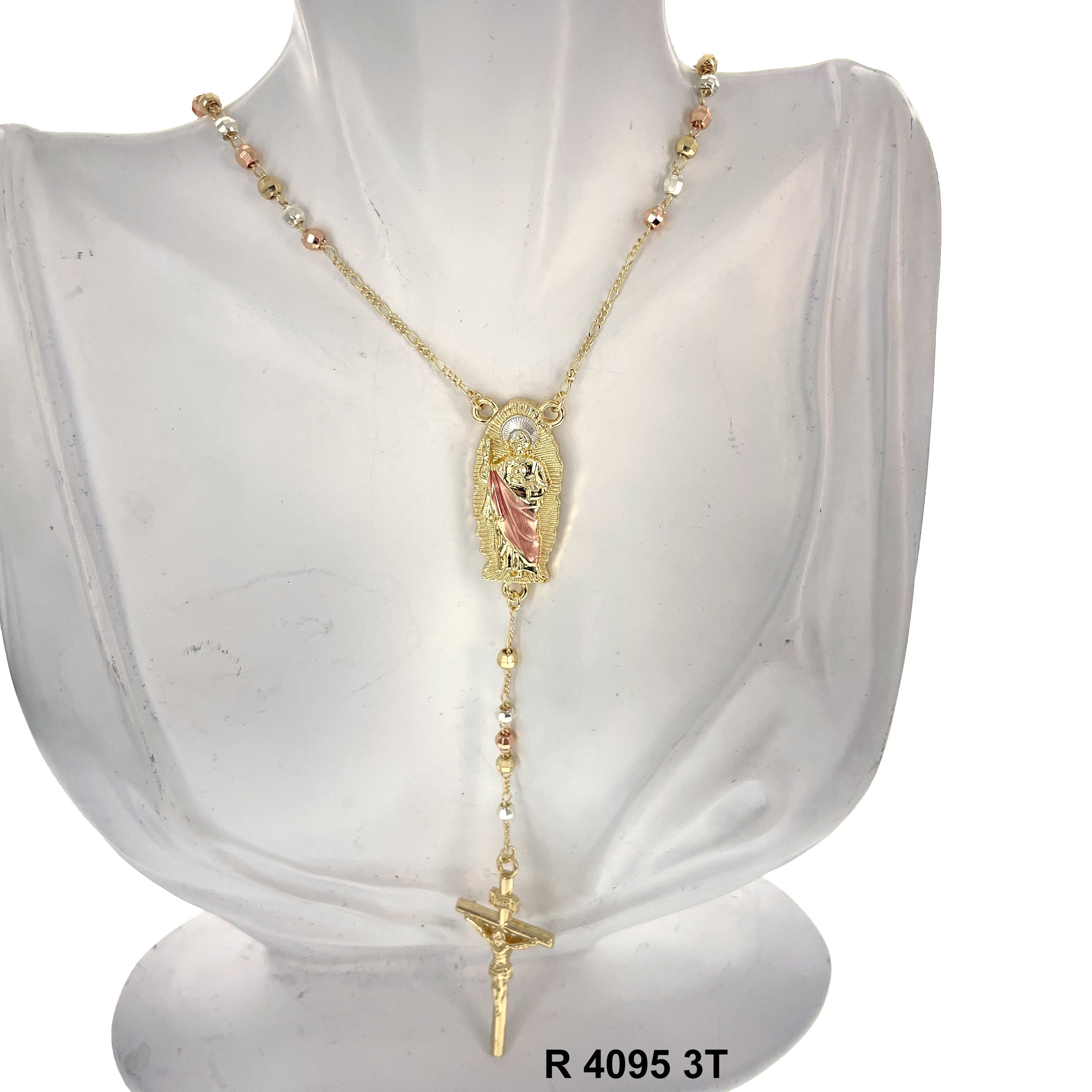 4 MM San Judas Disco Ball Beads Rosary R 4095 3T