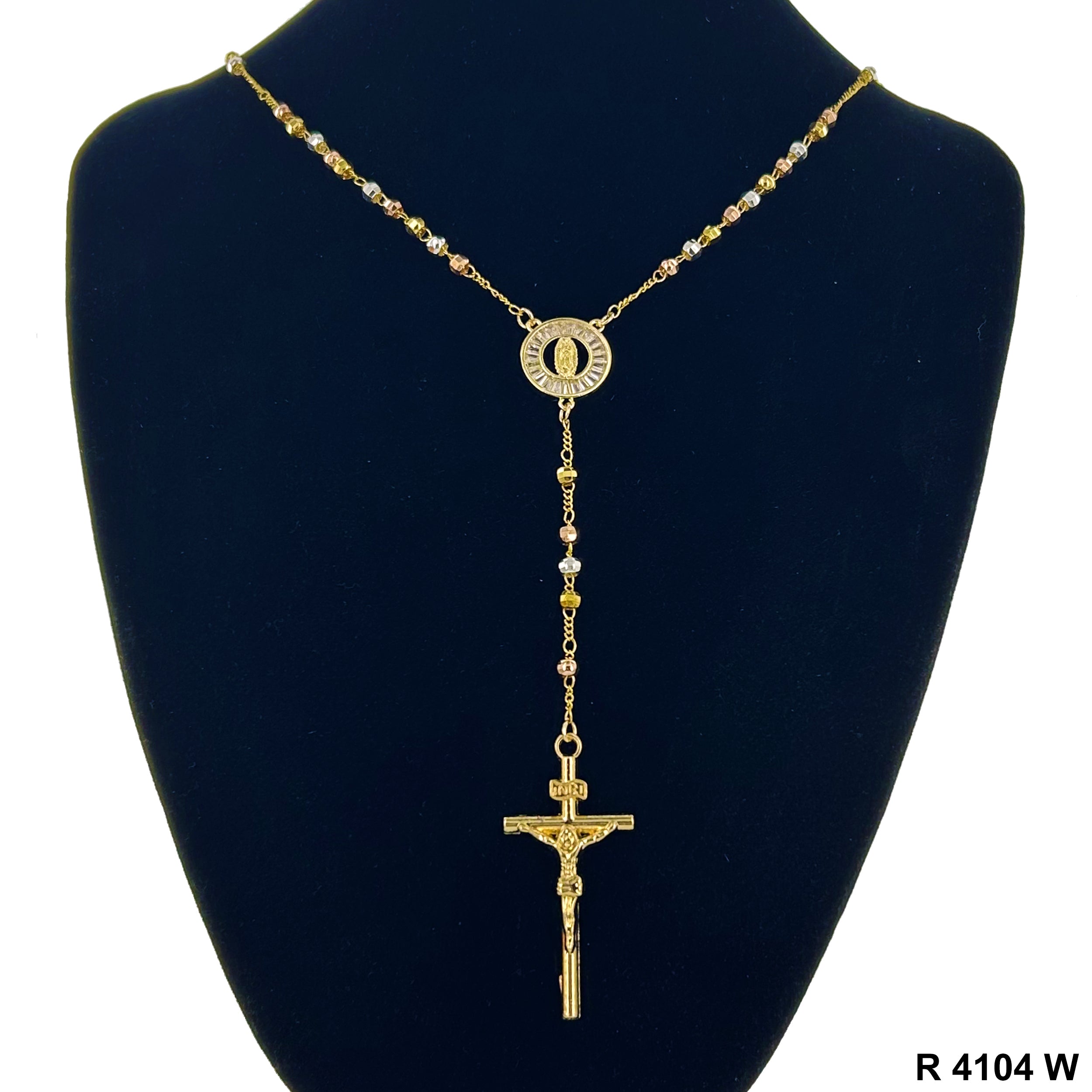 6 MM Guadalupe Disco Ball Beads Rosary R 4104 W