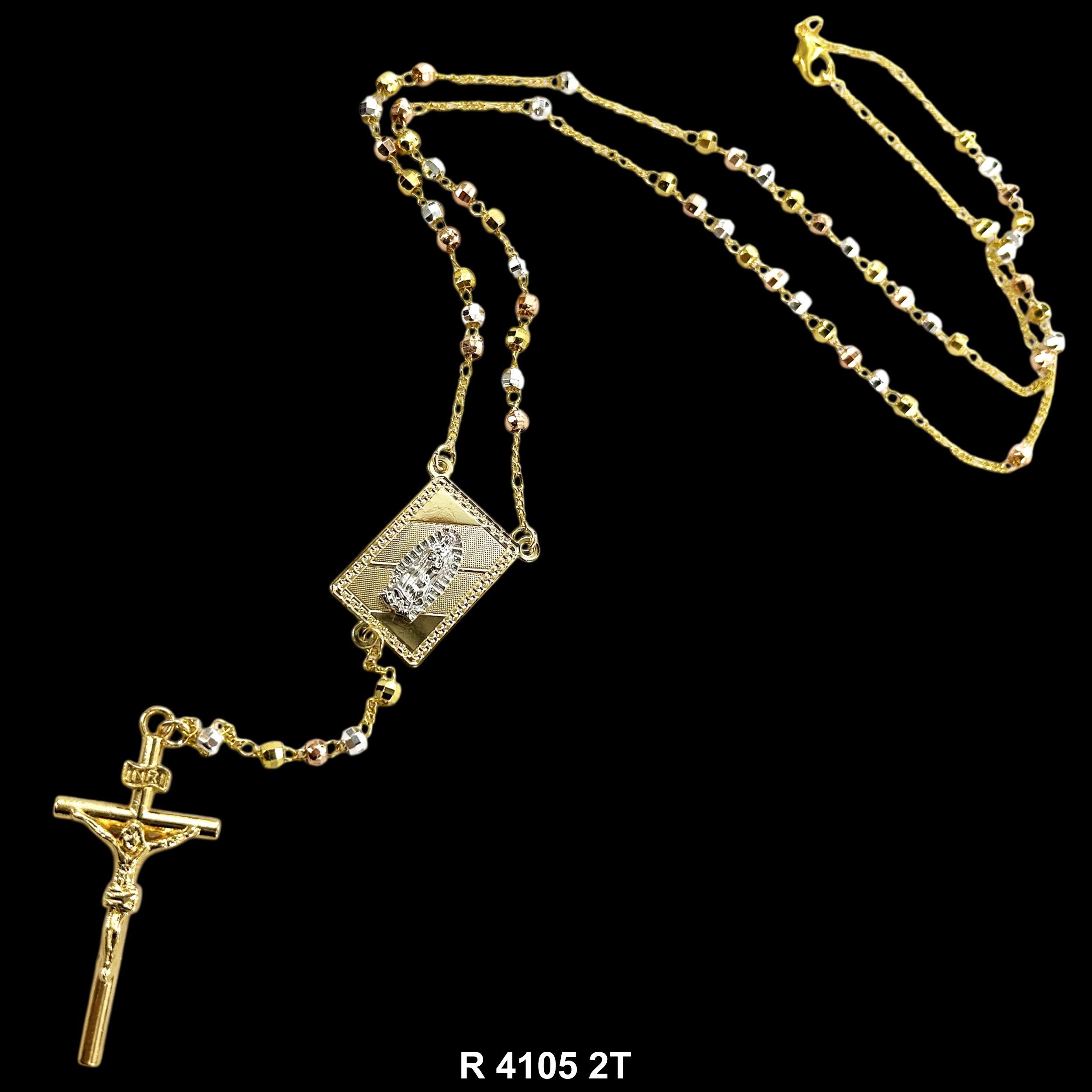 6 MM Guadalupe Disco Ball Beads Rosary R 4105 2T