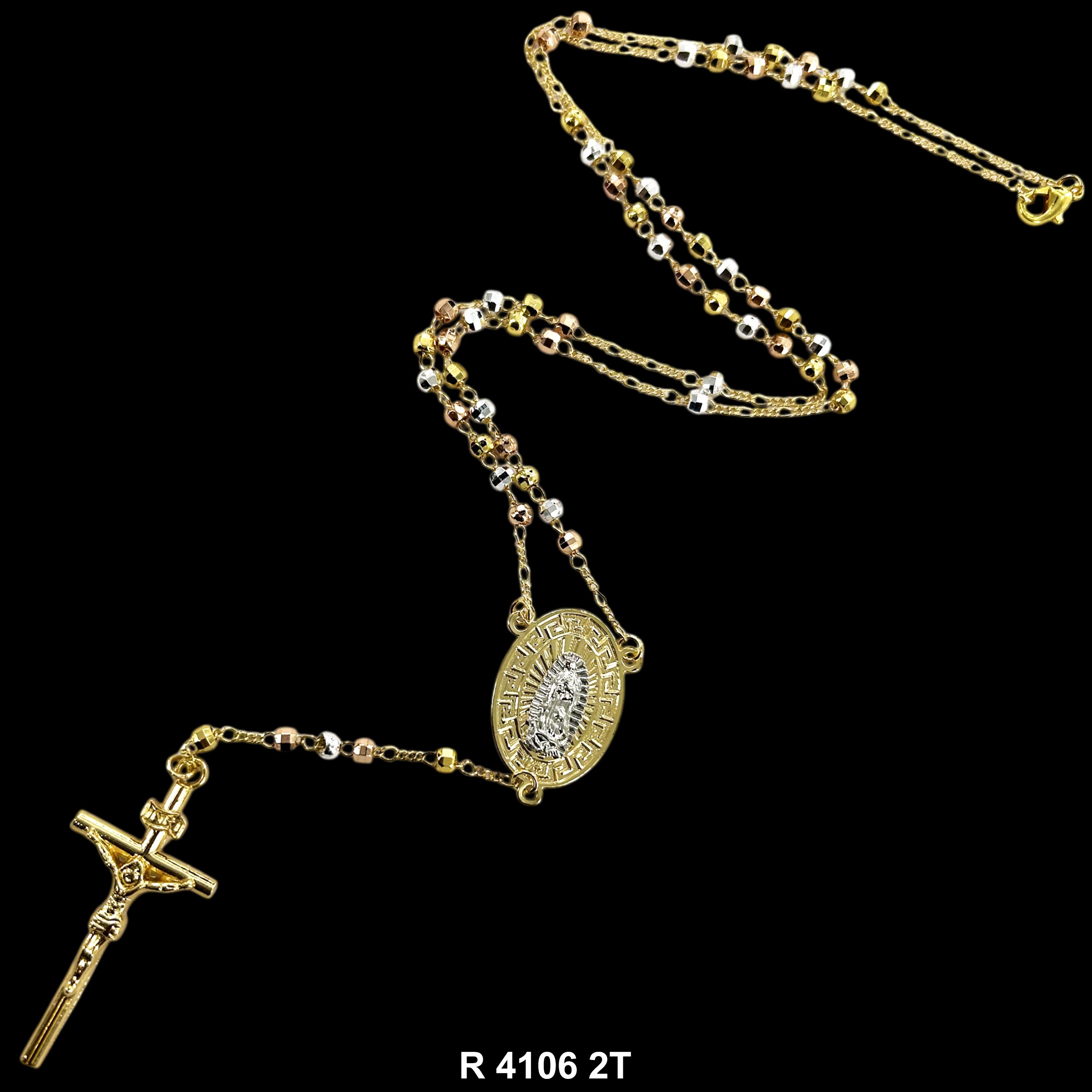 6 MM Guadalupe Disco Ball Beads Rosary R 4106 2T