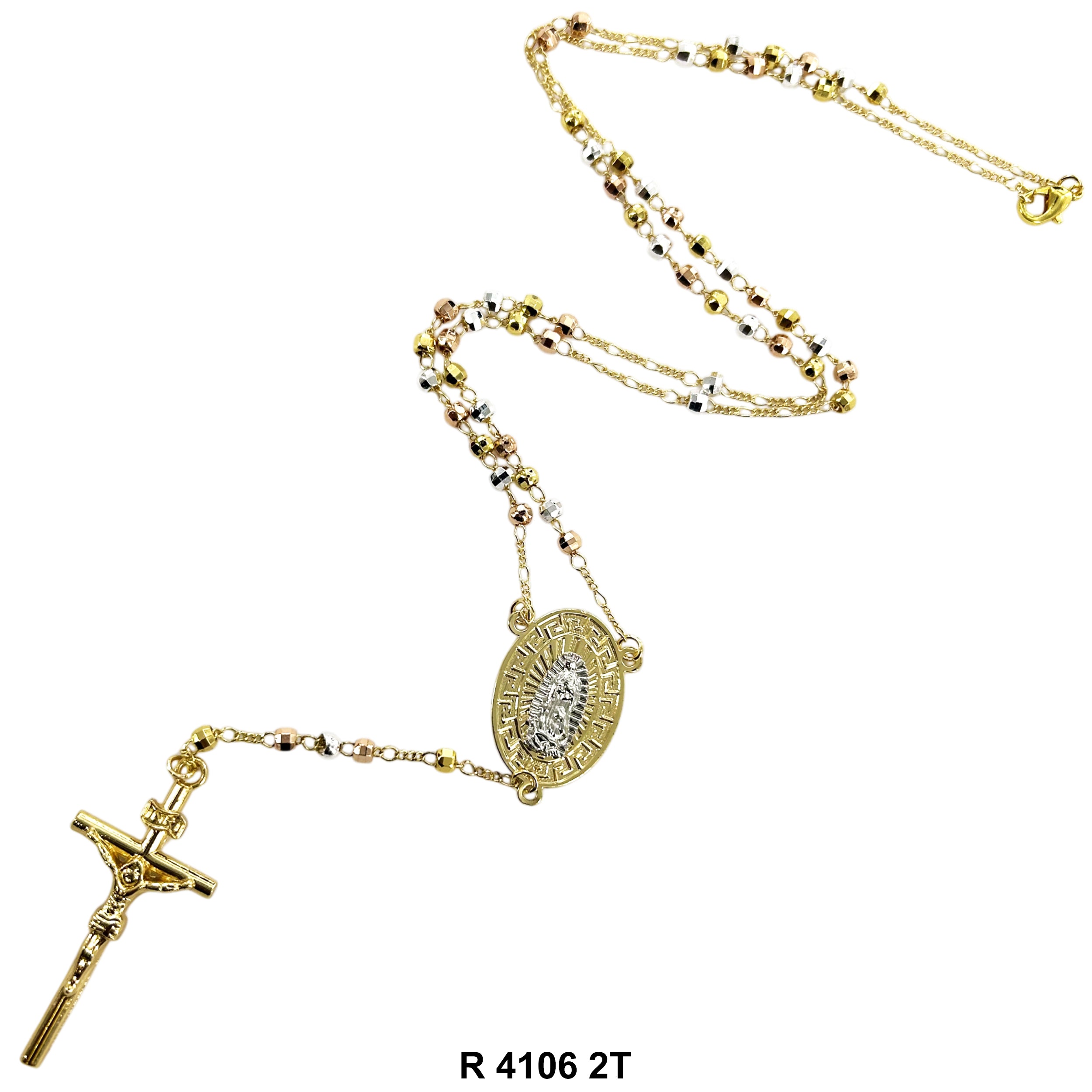 6 MM Guadalupe Disco Ball Beads Rosary R 4106 2T