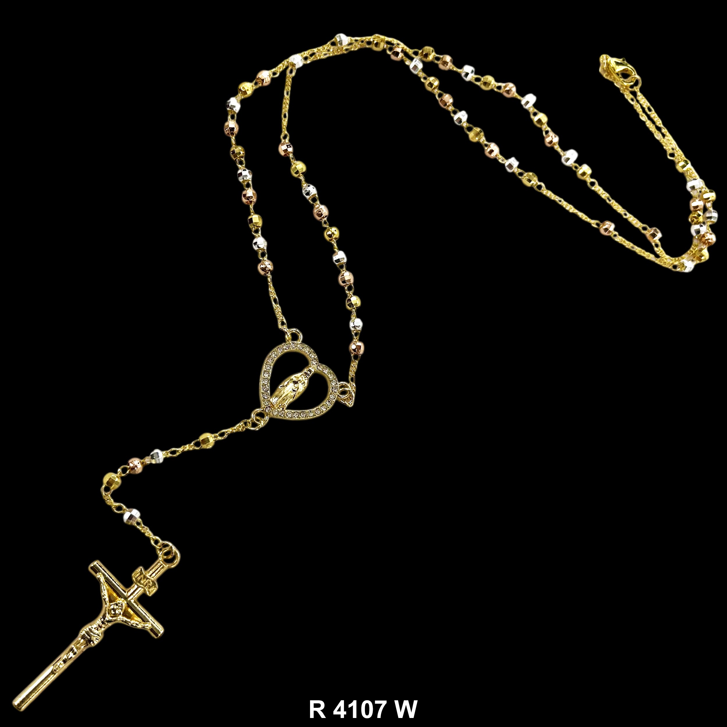 6 MM Guadalupe Disco Ball Beads Rosary R 4107 W