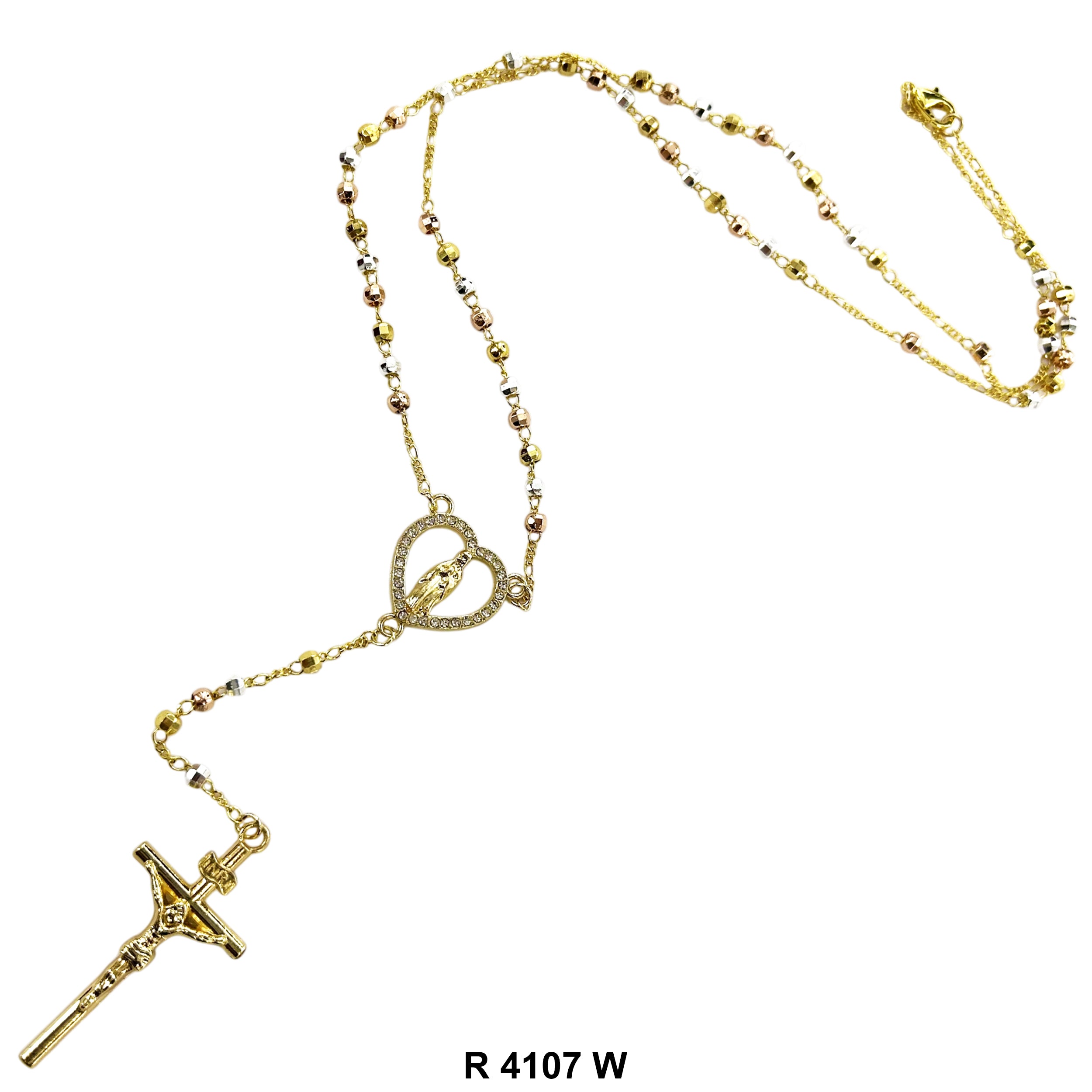 6 MM Guadalupe Disco Ball Beads Rosary R 4107 W